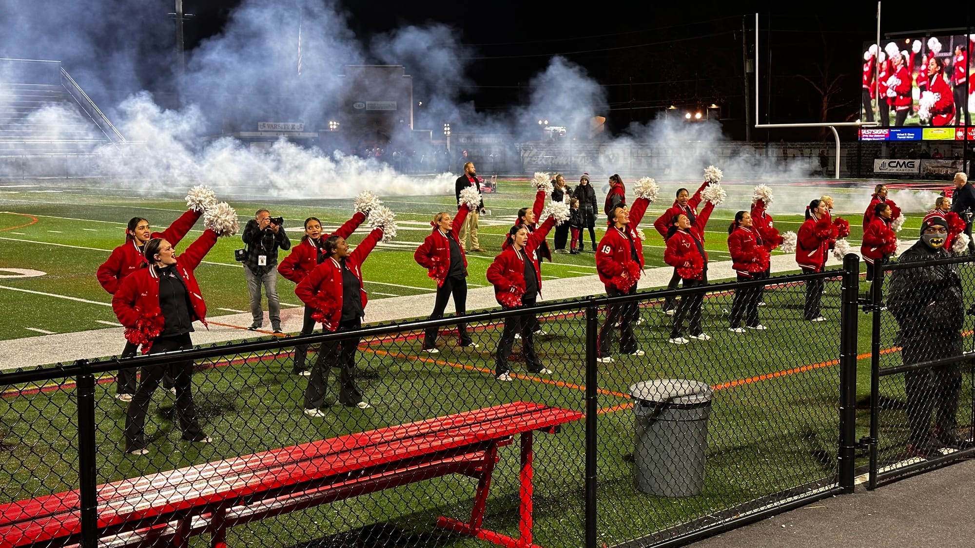 Easton cheerleaders get the crowd going at the pep rally.
