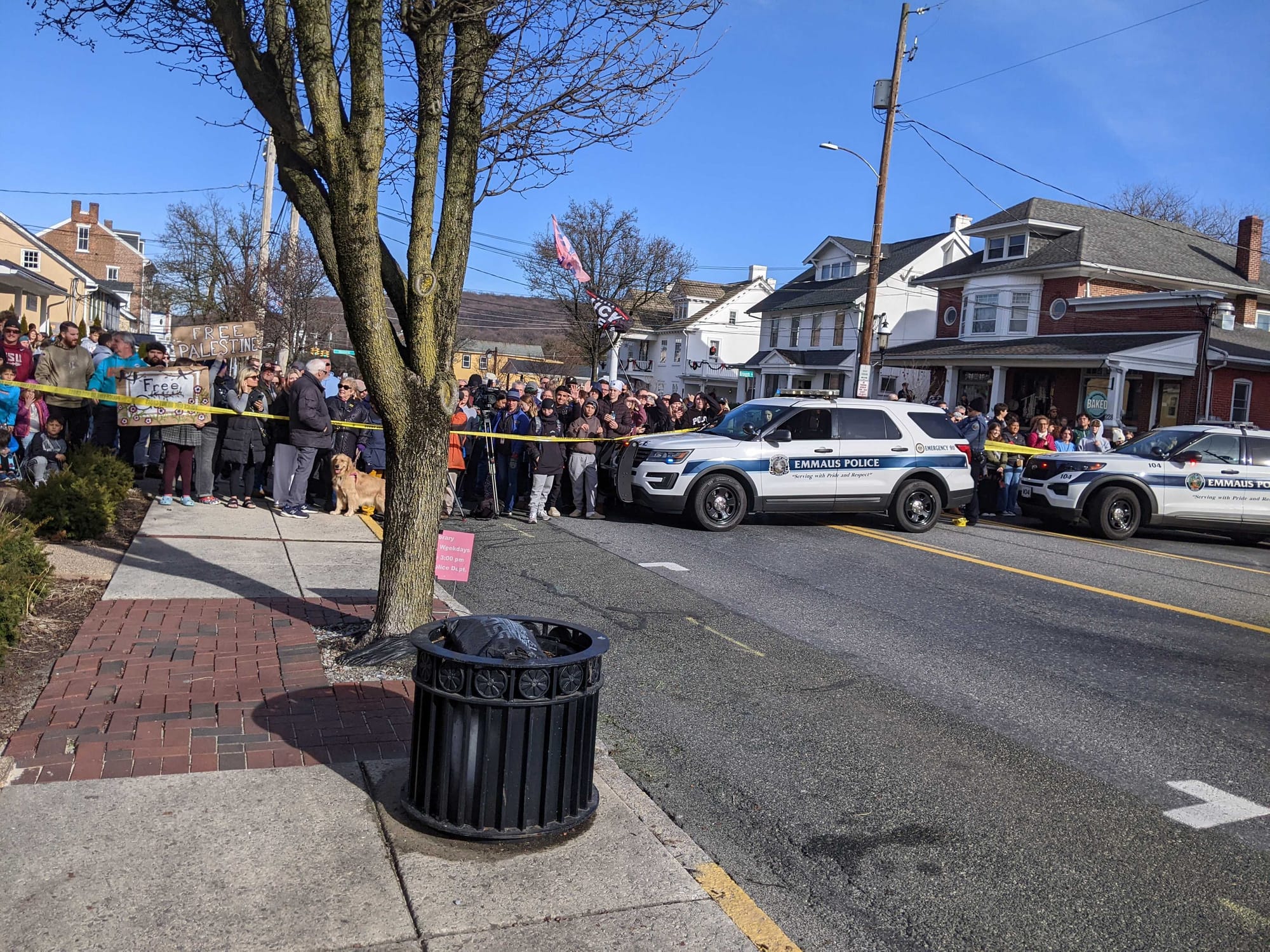 Crowds await President Biden in Emmaus on Friday, Jan. 12, 2024.