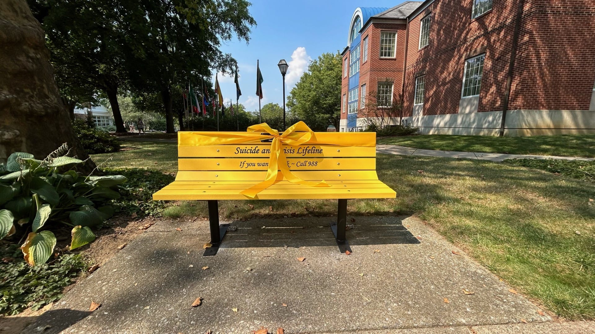 A suicide prevention bench was dedicated to Moravian University.