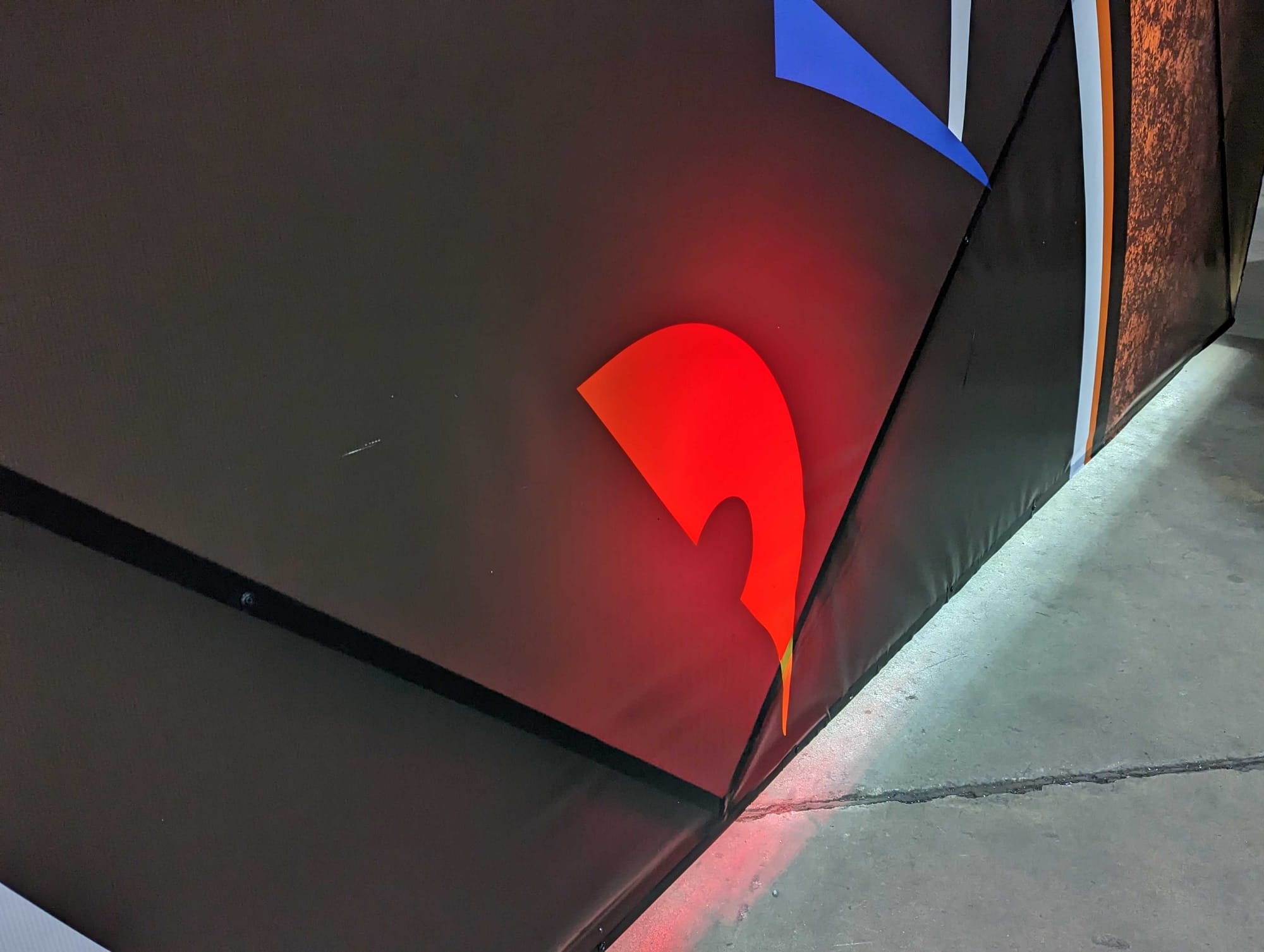 The eye of the Phantoms logo grows red as part of an enormous hockey puck being built at Richmond Machine & Welding in Hanove