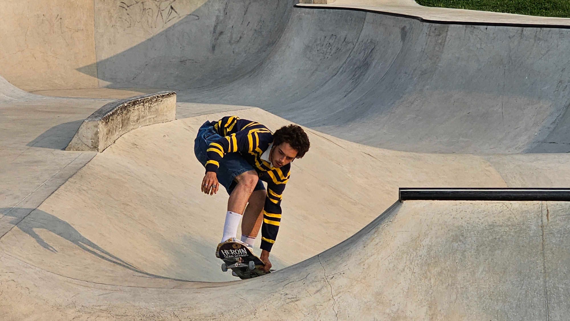 A skateboarder performs a trick Wednesday, May 17, at the skatepark at Allentown's Jordan Park.