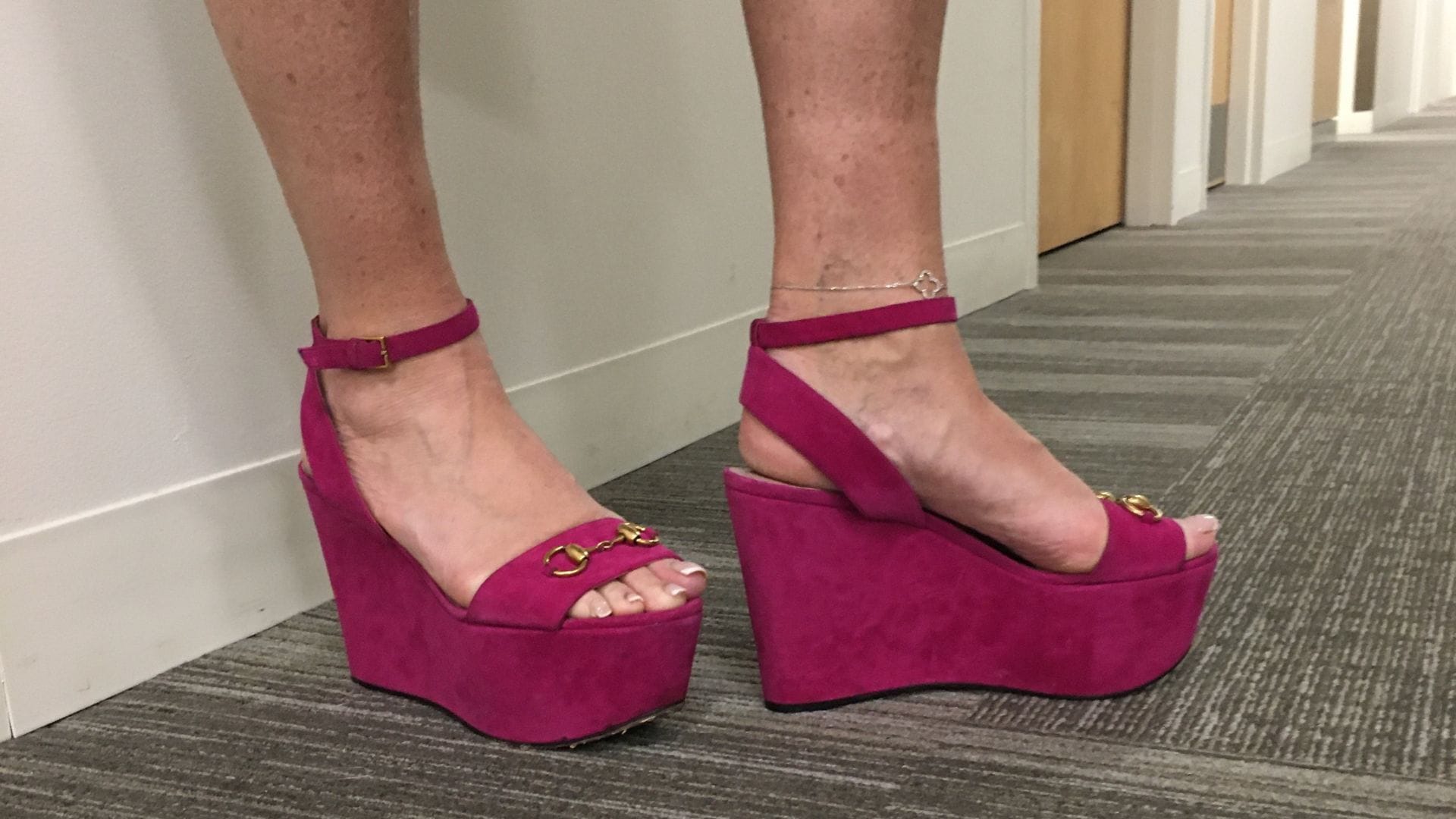 LVHN's Deputy Physician in Chief of the Lehigh Valley Topper Cancer Institute Dr. Lori Alfonse has a pair of pink shoes for e