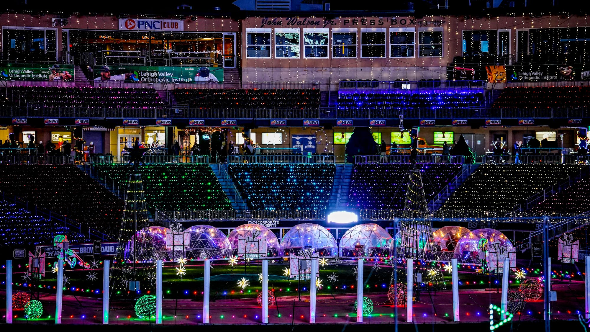 The view from center field towards home plate on Thursday. The Lehigh Valley IronPigs are hosting Illumination, a display of 