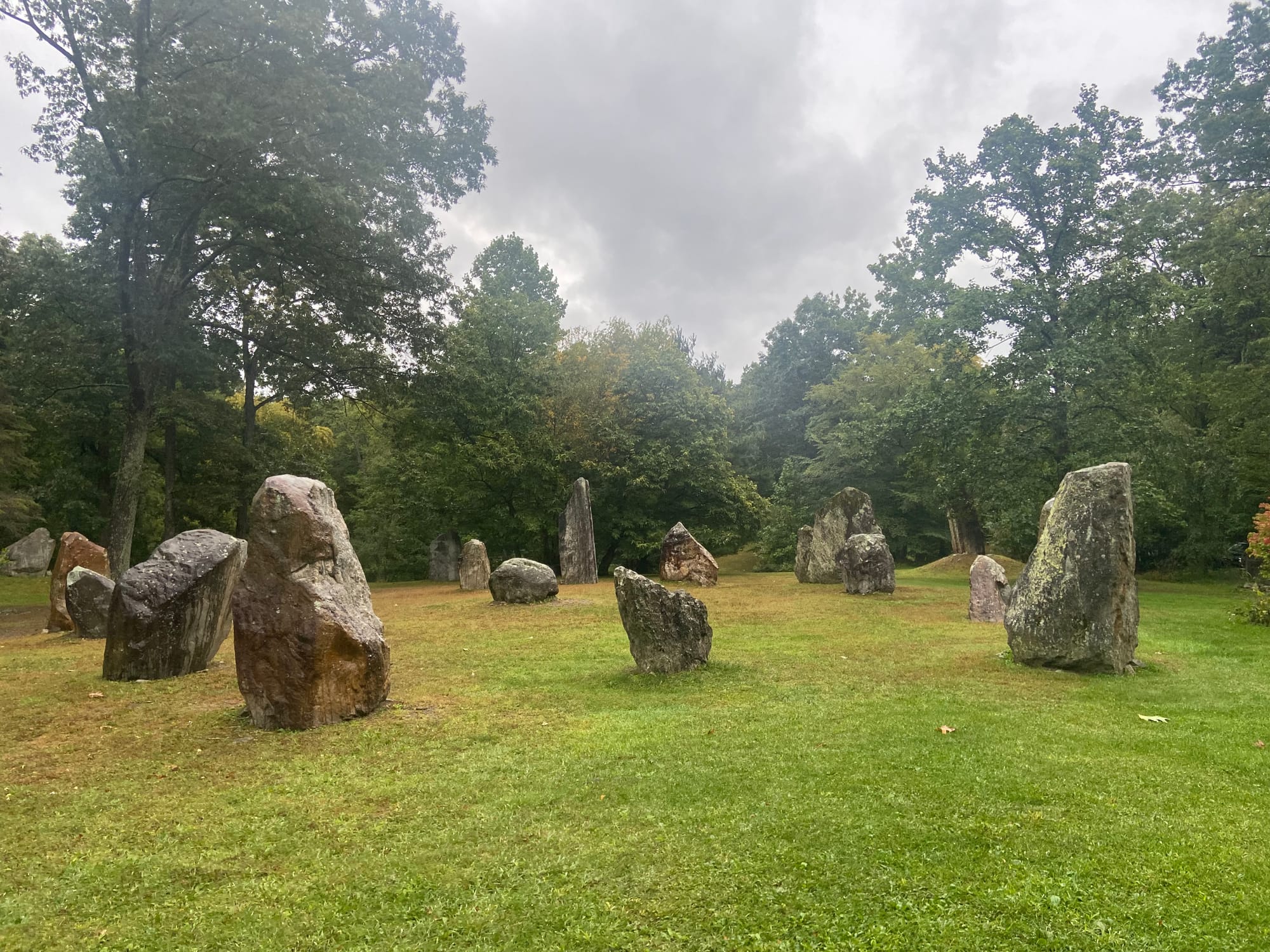 A sunrise observance was held Saturday morning at Columcille Megalith Park to mark the Autumnal Equinox. Nestled in the woods