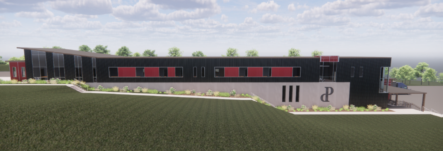 A rendering of the side of the new Parkland School District operations center.