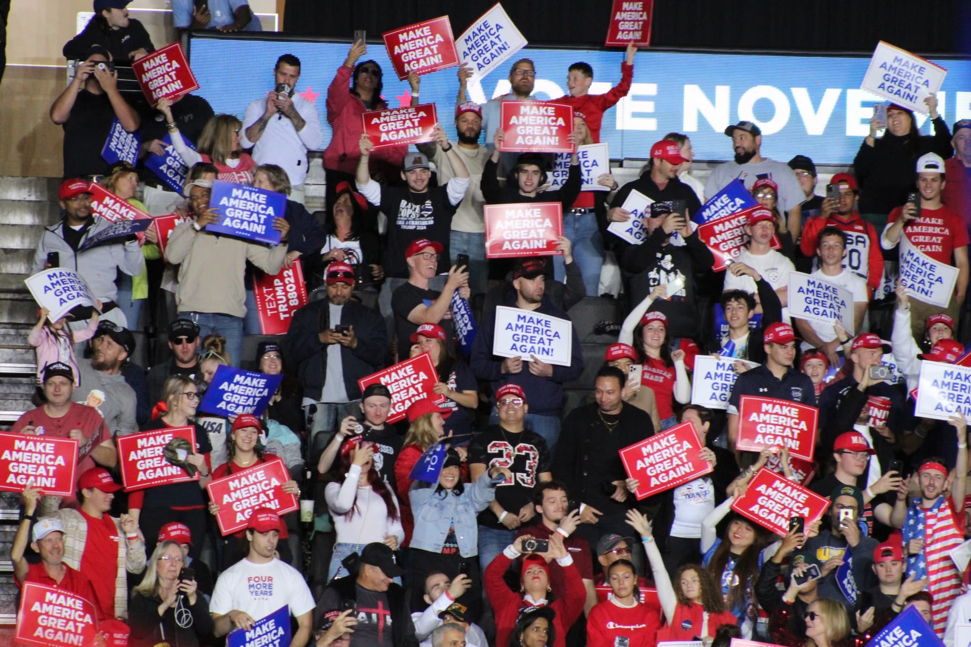 Inside the PPL Center during former President Donald Trump's rally on Tuesday, Oct. 29, 2024.