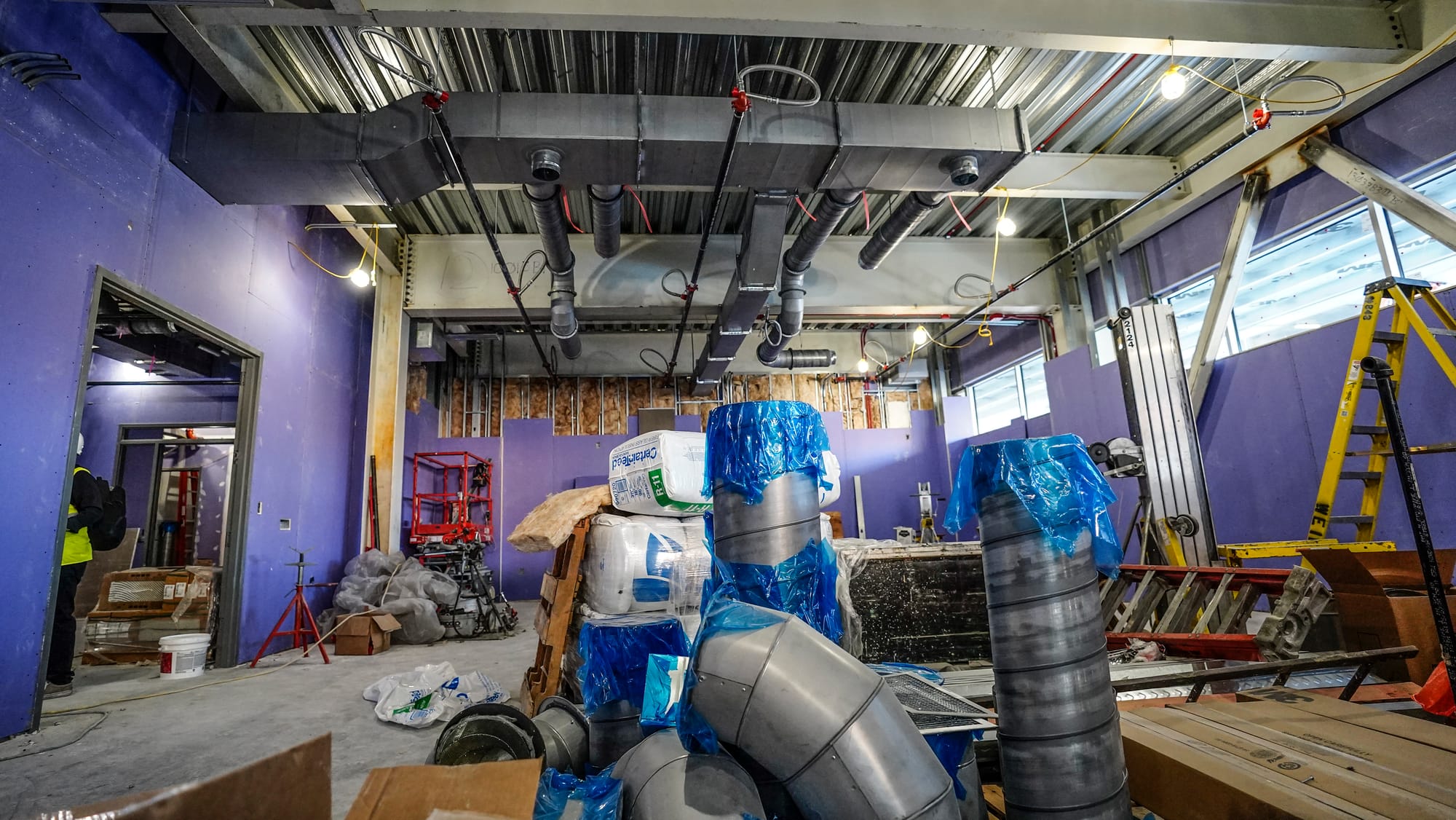 Classrooms in the making are filled with construction materials Tuesday. Representatives of the Da Vinci Science Center lead 