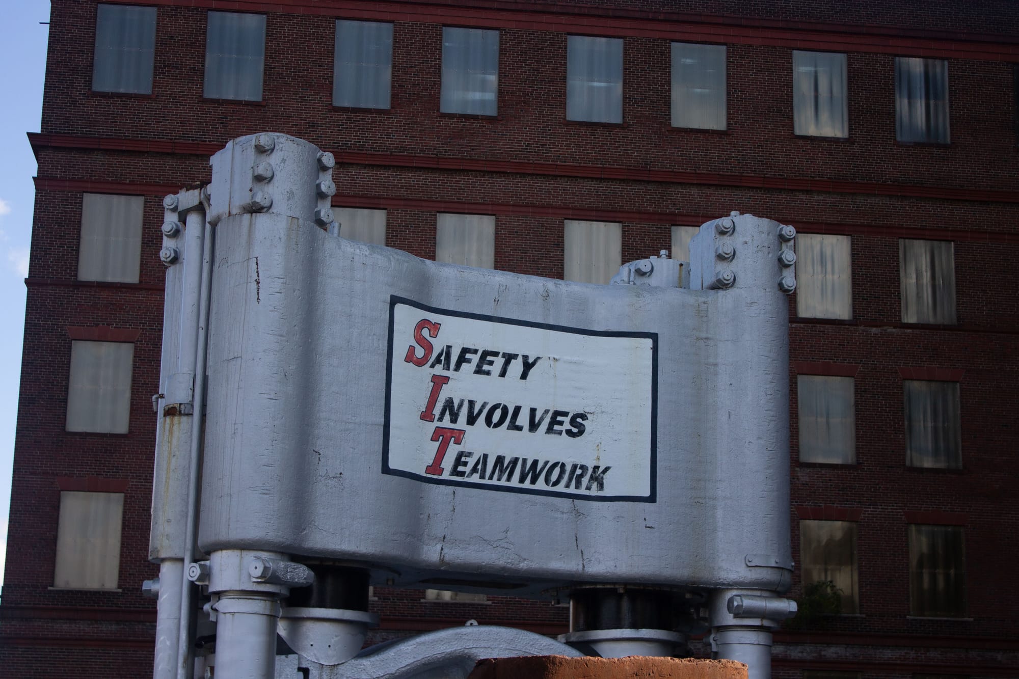 A sign that used to be for workers of Bethlehem Steel, still stands today at the National Museum of Industrial History.