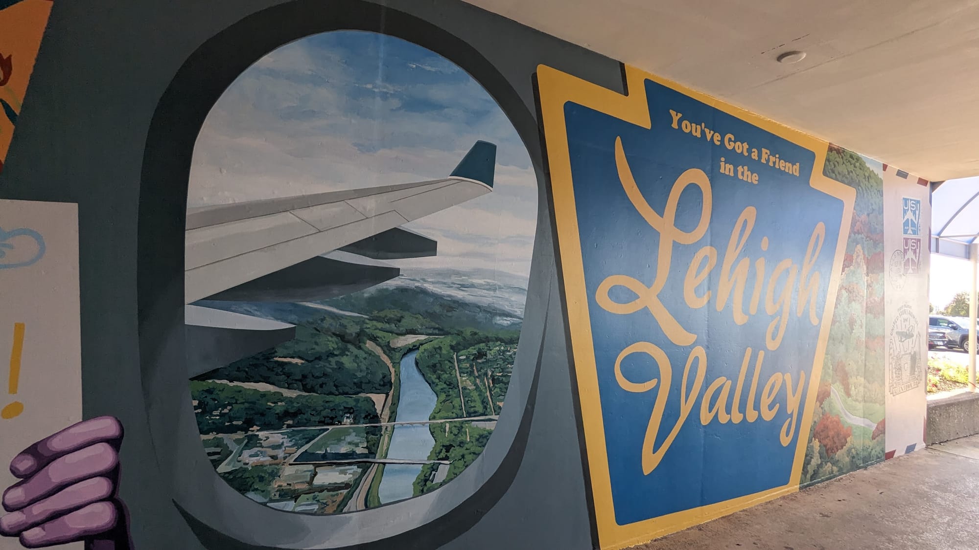 The right third of a new mural at Lehigh Valley International Airport, revealed Tuesday afternoon.