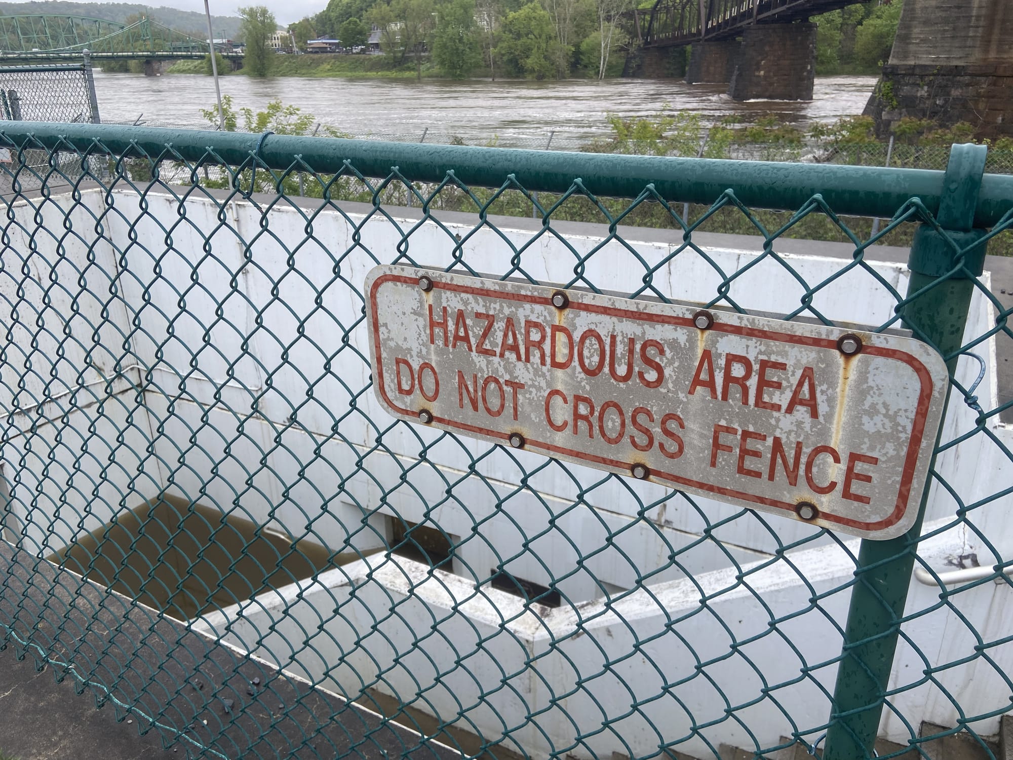 The shad ladder, connected to Easton Dam at Delaware Canal State Park, has fallen into disrepair.