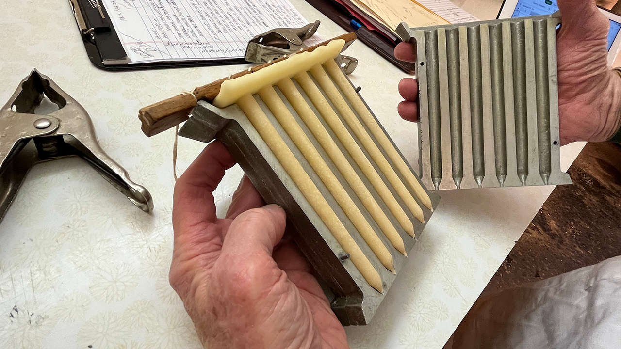 Each mold makes 12 candles.