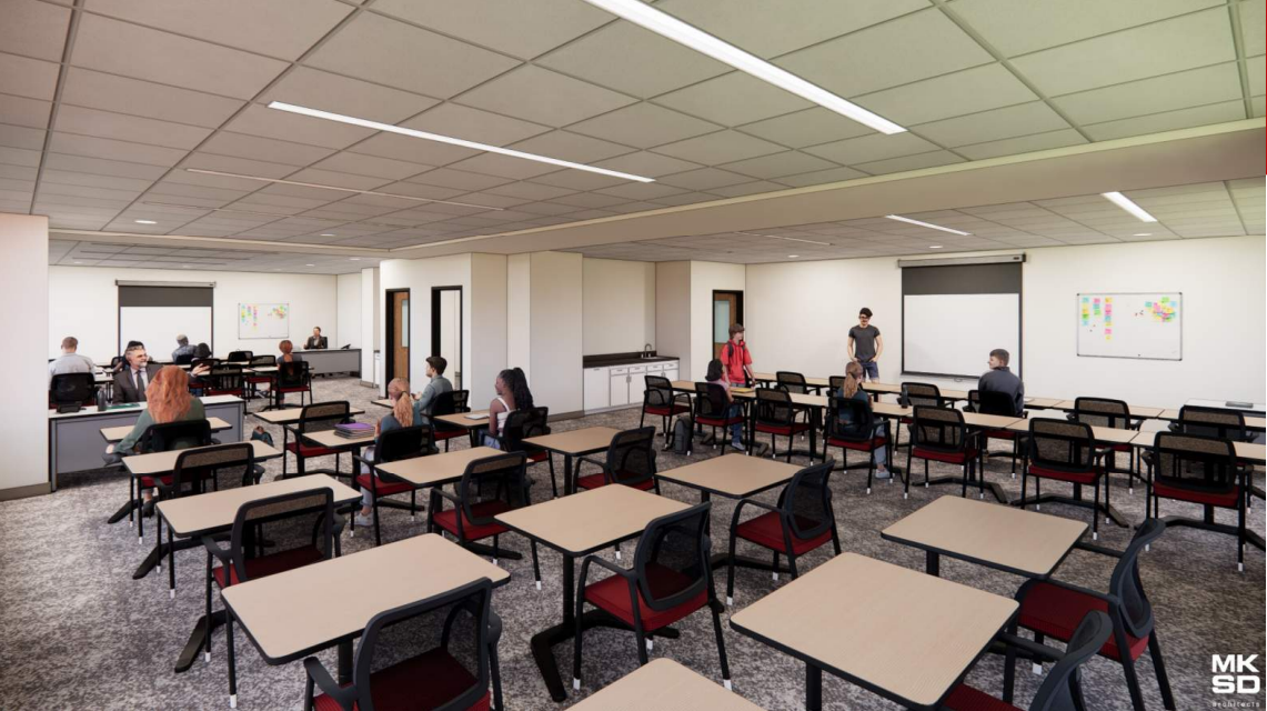 A rendering of a classroom in the expansion of the Parkland School District Operations Center.