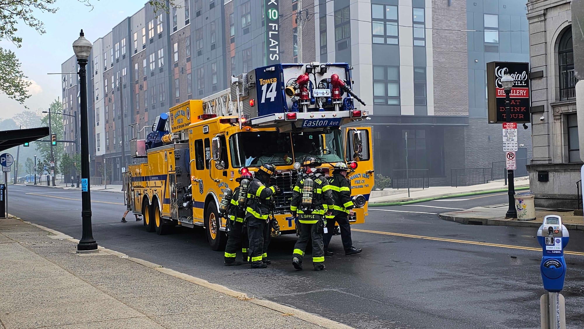 Nancy Run Fire Company assists on the scene of the fire at Five10 Flats in Bethlehem.
