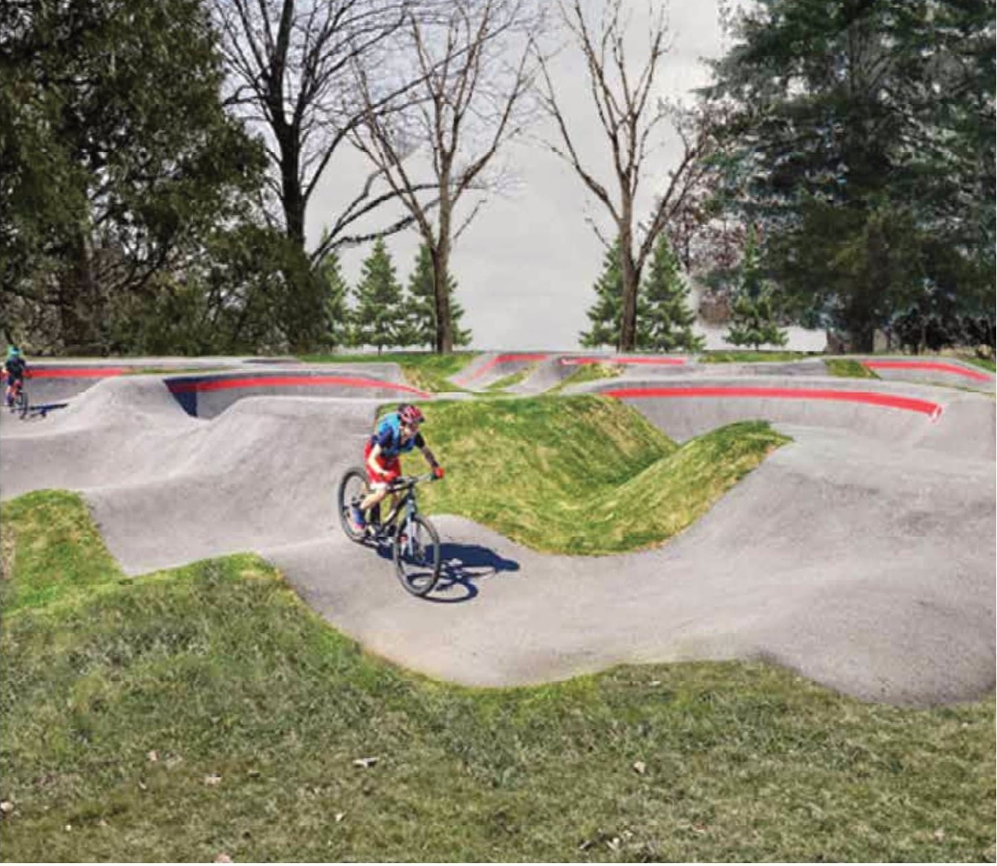 A rendering of a BMX/pump park at Independence Park.