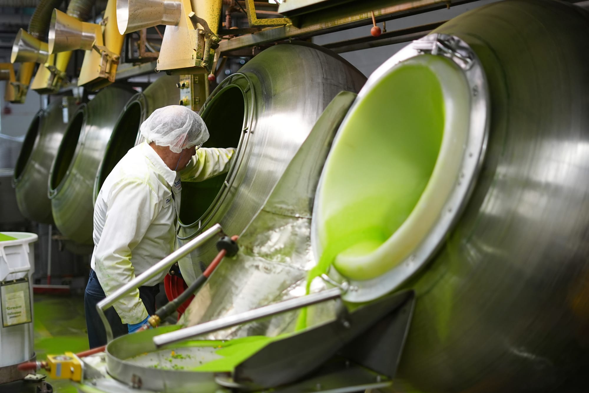 Sugar is unloaded during the Peeps marshmallow treats manufacturing process at the Just Born factory in Bethlehem, Pa., Thurs