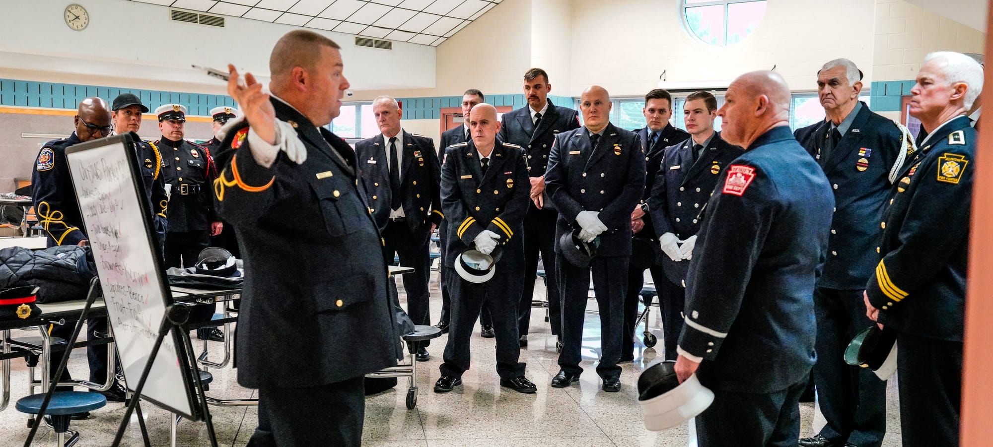 Mourners gather at Northwestern Lehigh Middle School in New Tripoli, Lehigh County, on Saturday, December 17, 2022, to pay tr