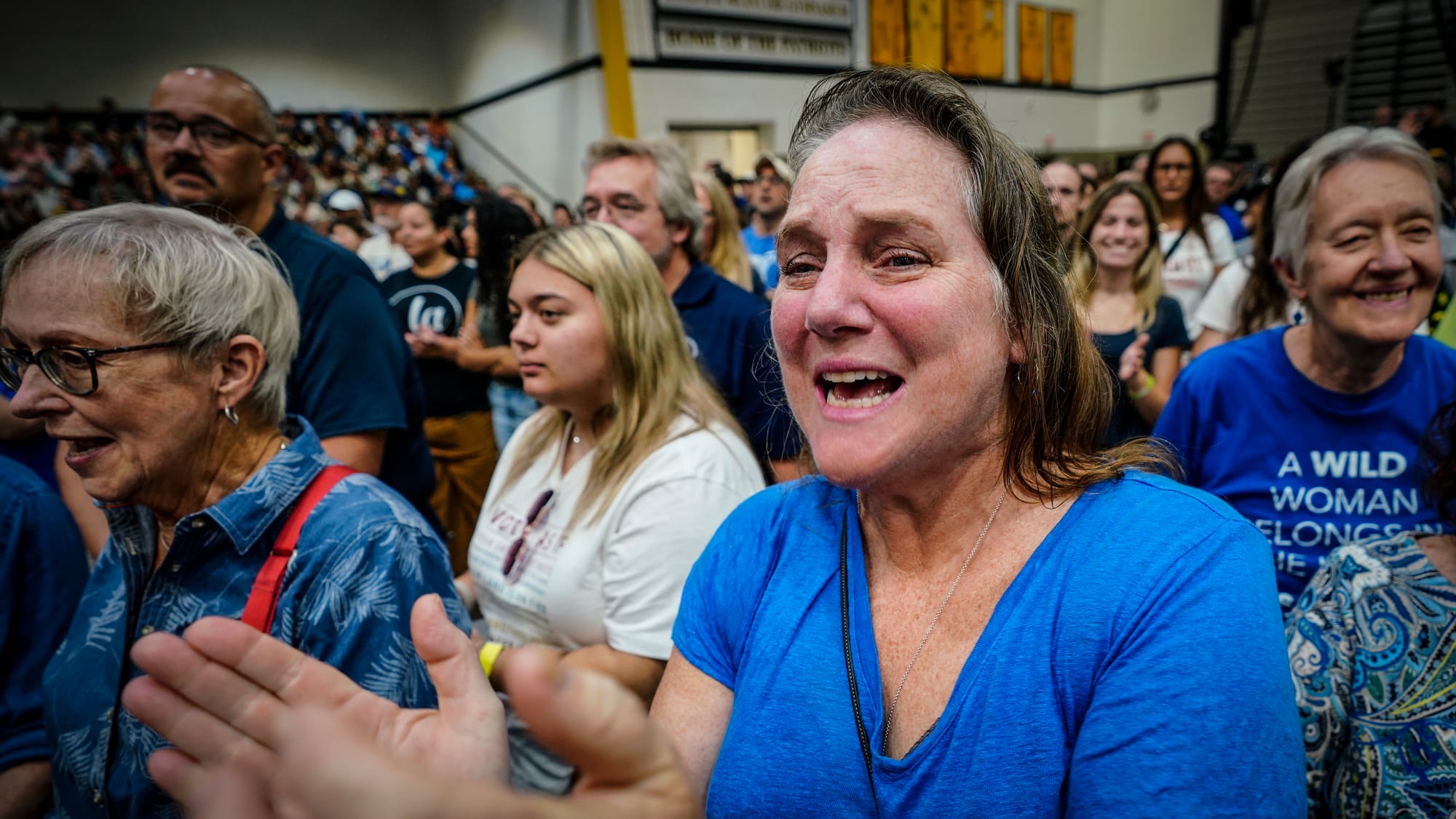 Minnesota Gov. Tim Walz campaigns at Freedom High School in Bethlehem, Pa. on Saturday, September 21, 2024. He is the vice pr