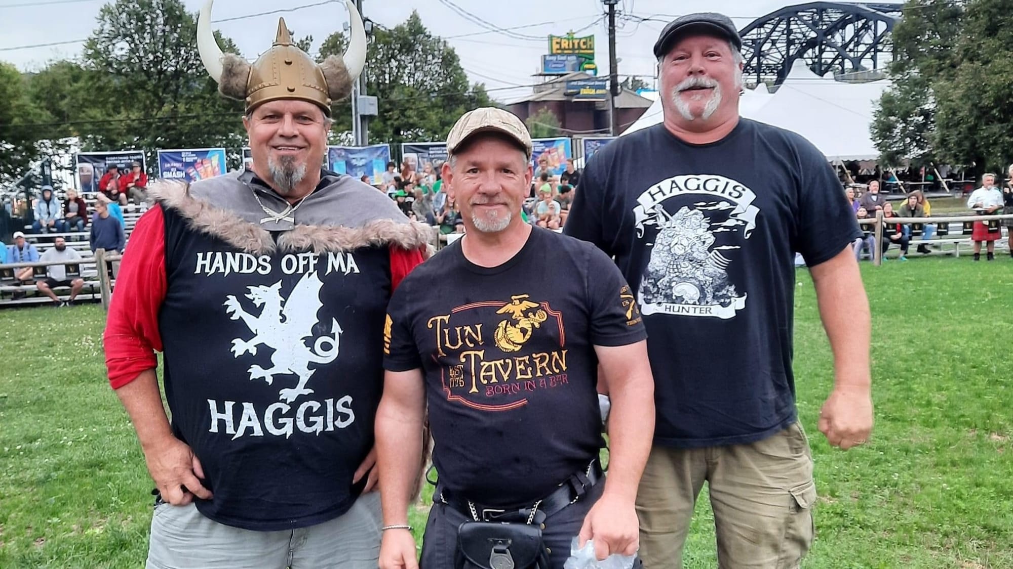The Celtic Classic Haggis Bowl Top 3, from left to right: John Kinney (3rd), Kris Wagner (1st) and Mike Darrell (2nd). Wagner