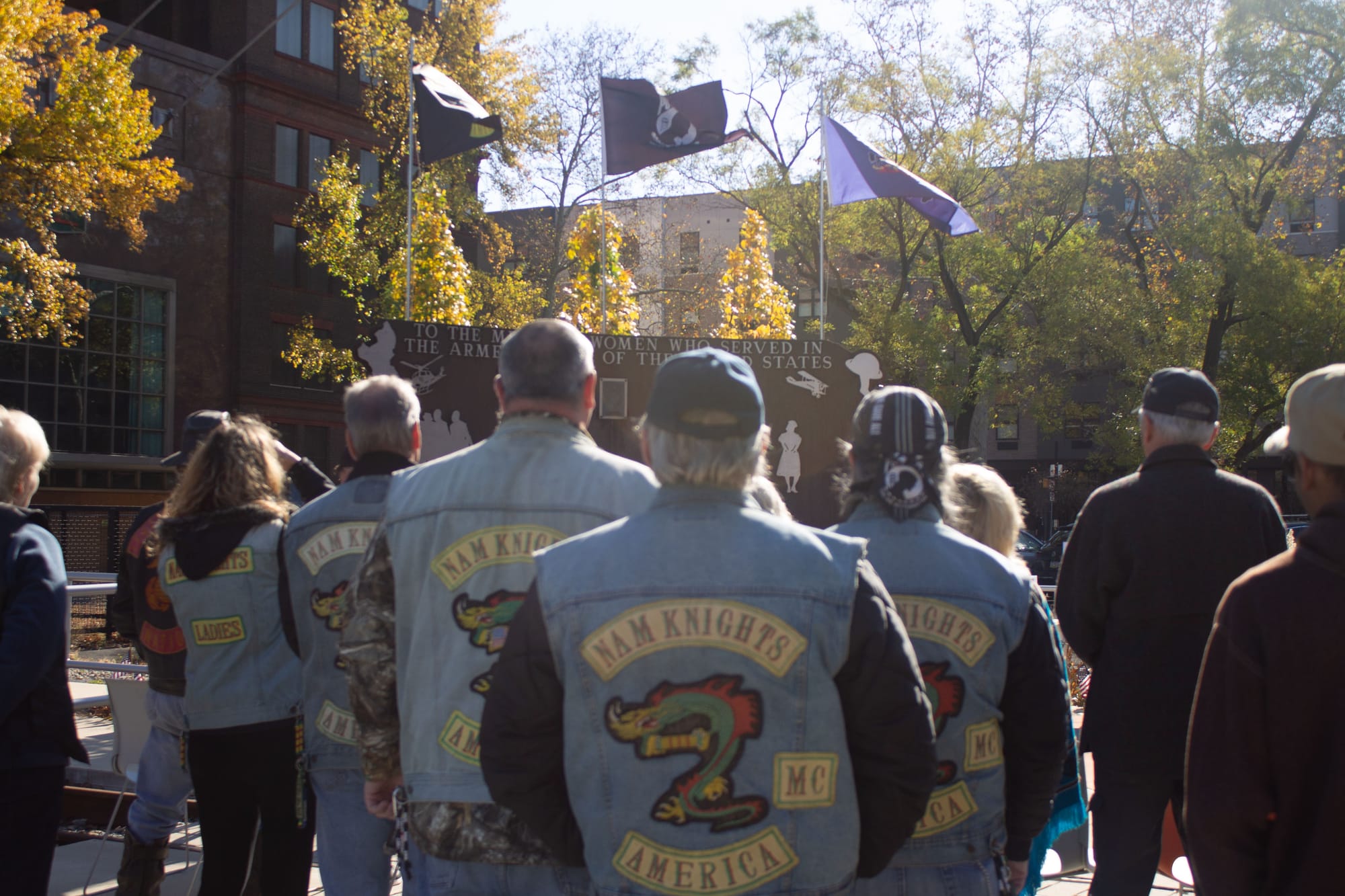 A group of 'Nam Knights' watch the ceremony.
