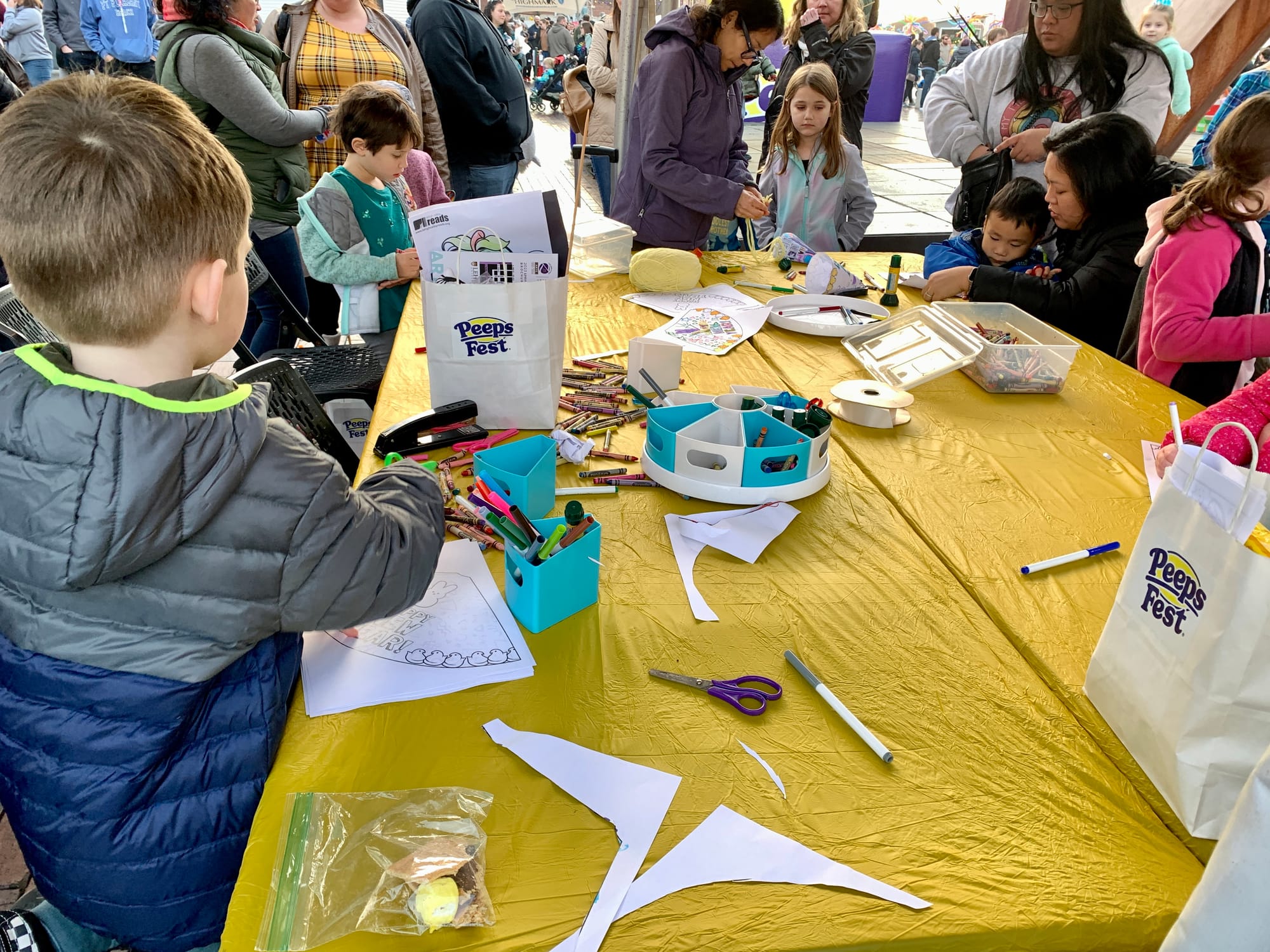 Kids do crafts at PeepsFest.