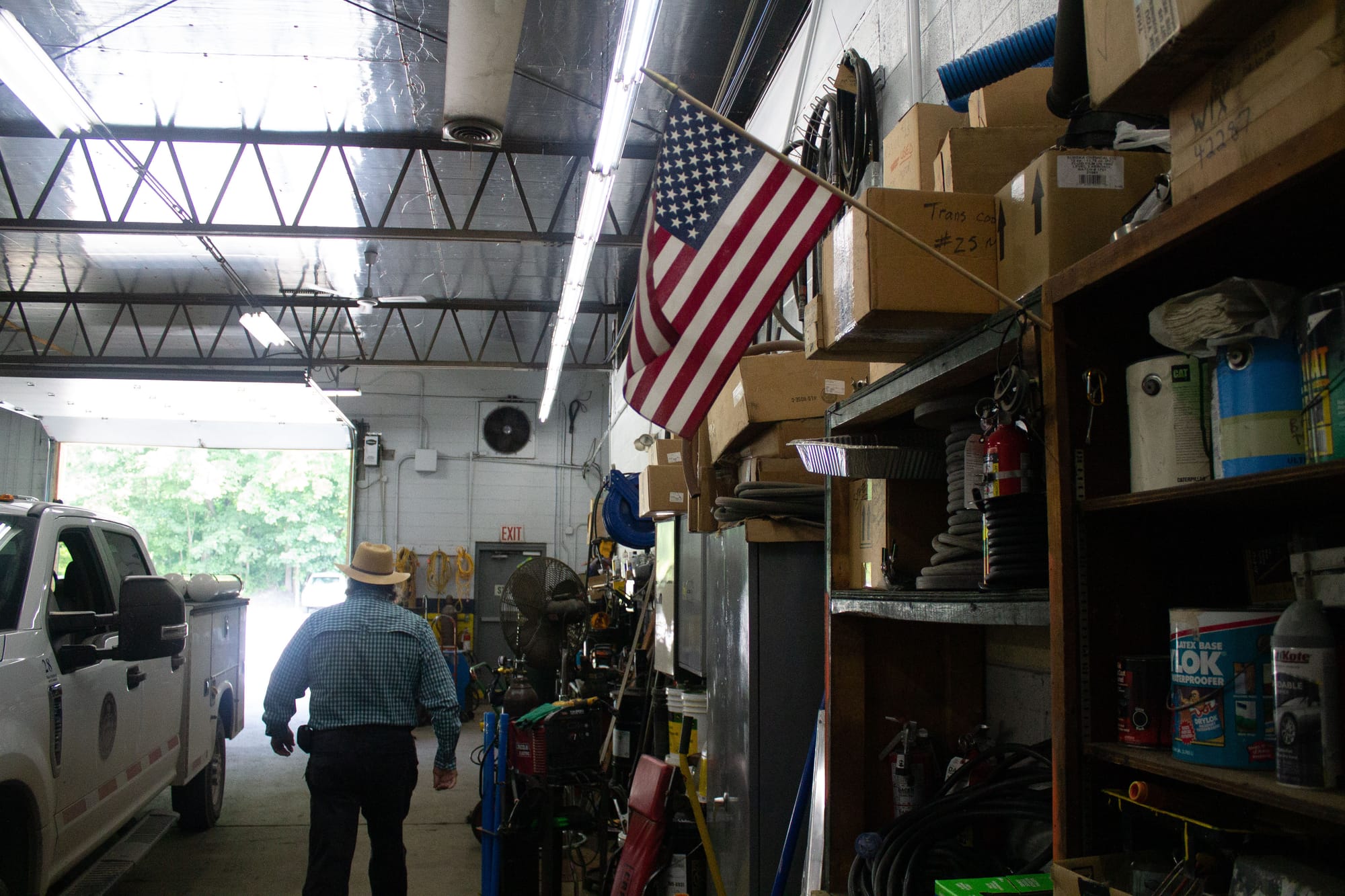 Inside the Township's garage, work is all done for the day.