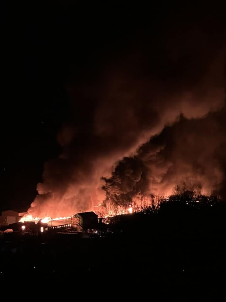 A massive fire erupted in West Easton on Tuesday morning.