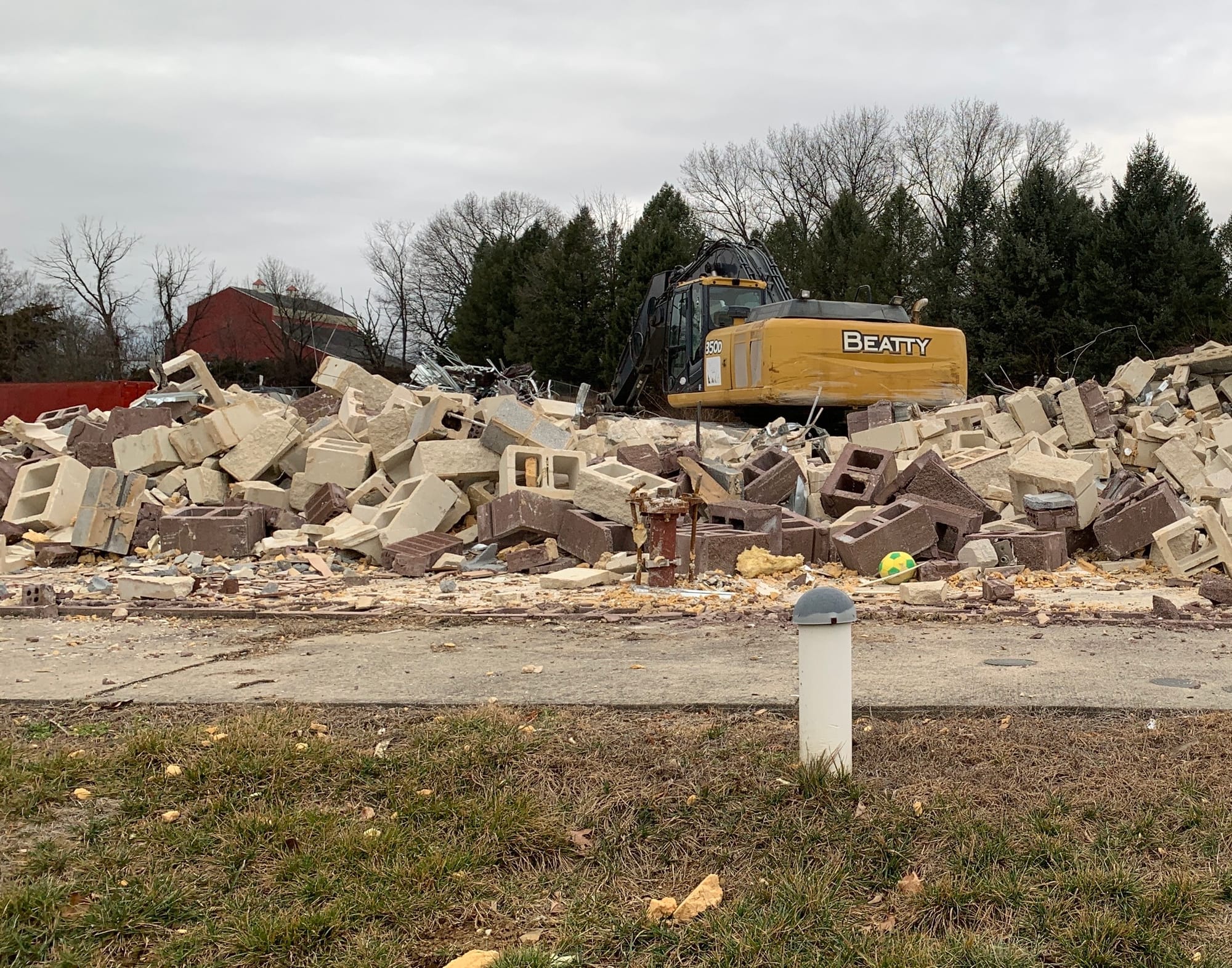 A closeup of the rubble of the old building at the Al-Ahad Islamic Center.