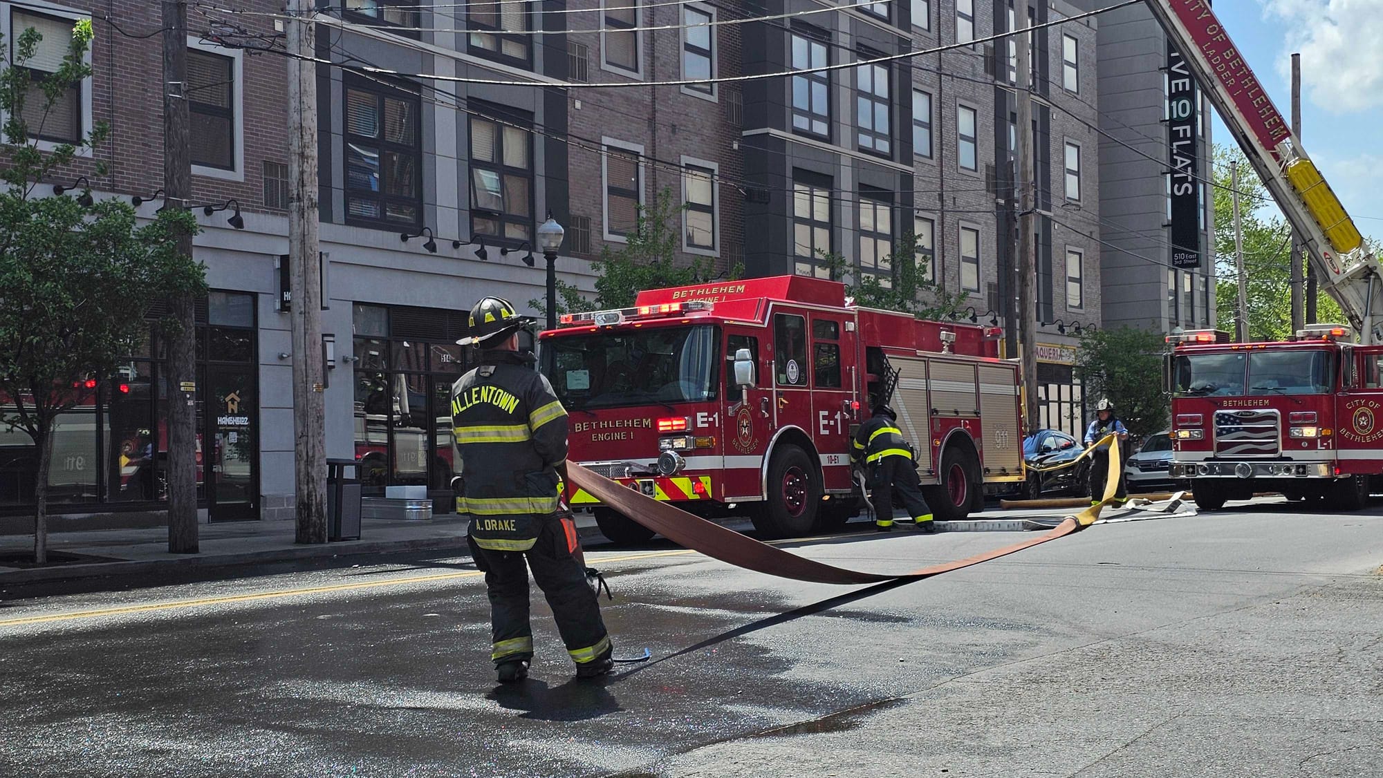 A fire broke out at Five10 Flats in Bethlehem Friday afternoon. Crews from around the region came to Bethlehem to assist in b