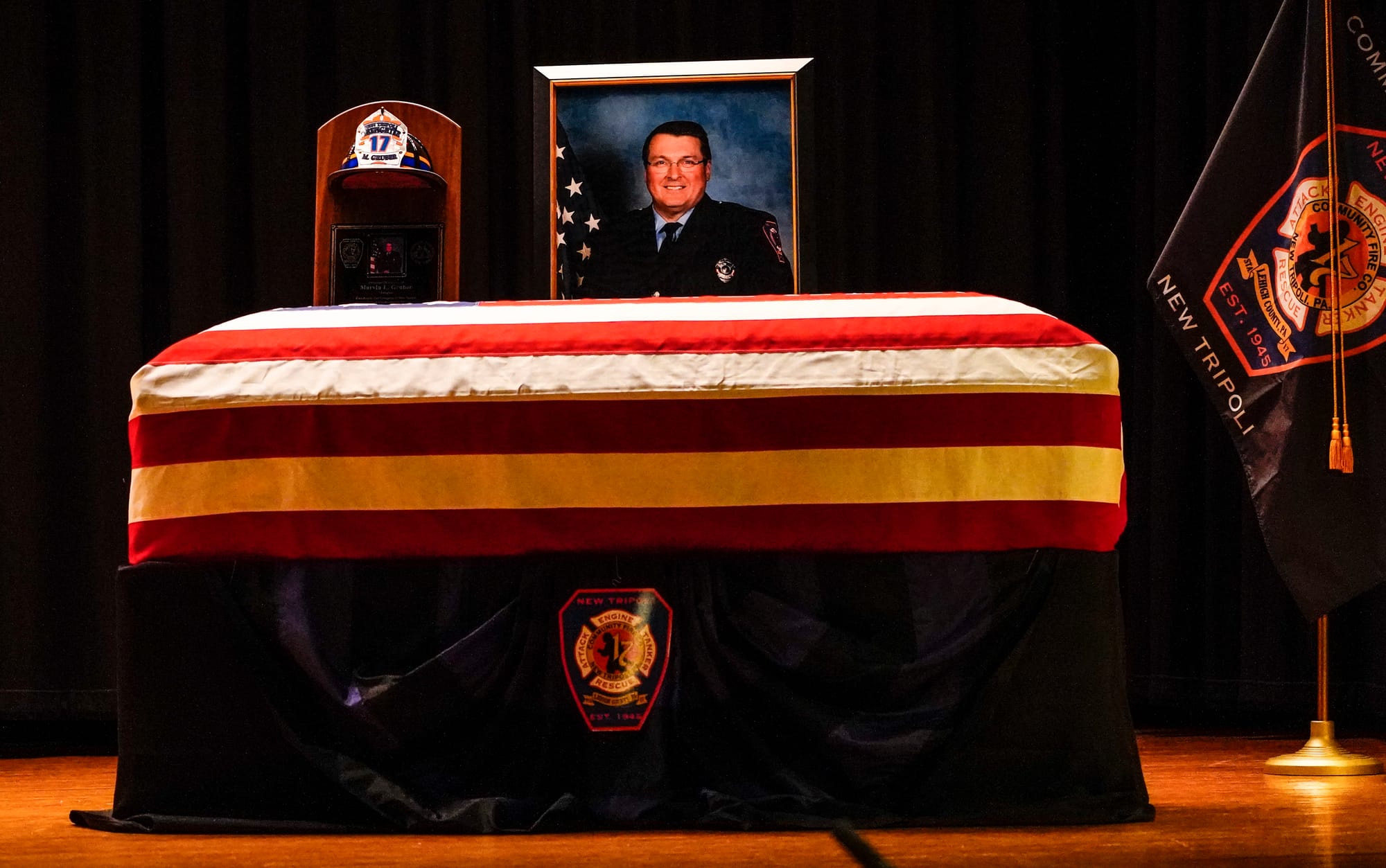 Mourners gather at Northwestern Lehigh Middle School in New Tripoli, Lehigh County, on Saturday, December 17, 2022, to pay tr