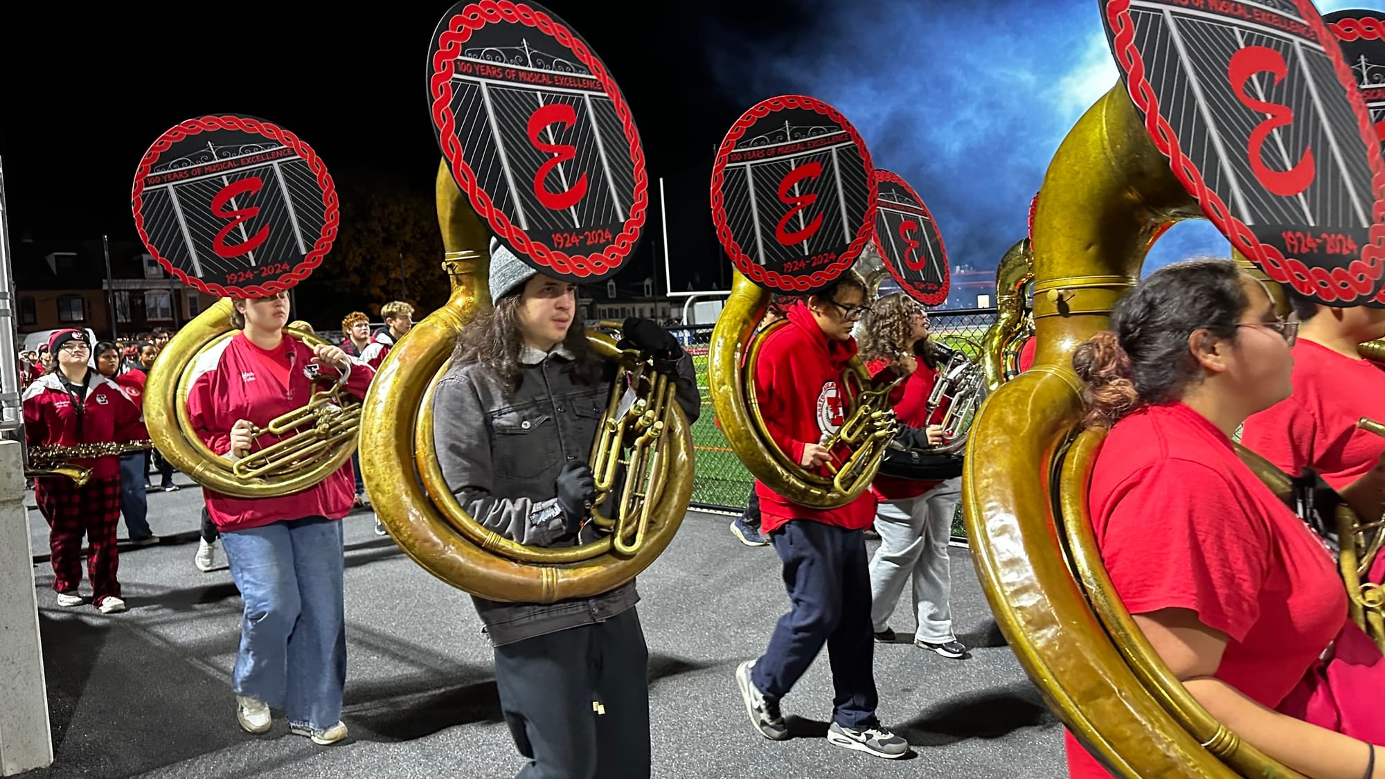 Band members kept the spirit alive at Cottingham Stadium on Wednesday, Nov. 27.