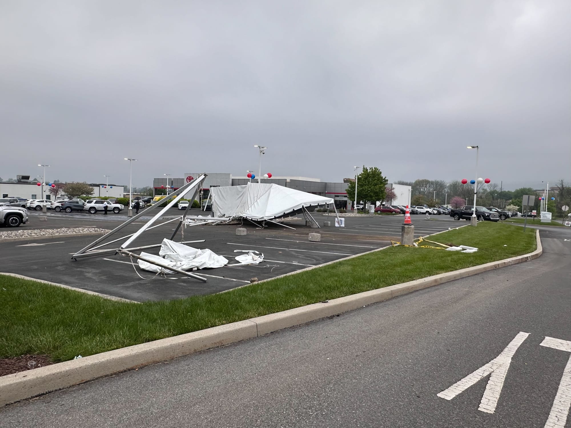 The aftermath of a fatal crash in the lot of the Bennett Infiniti dealership off Lehigh Street in Allentown.