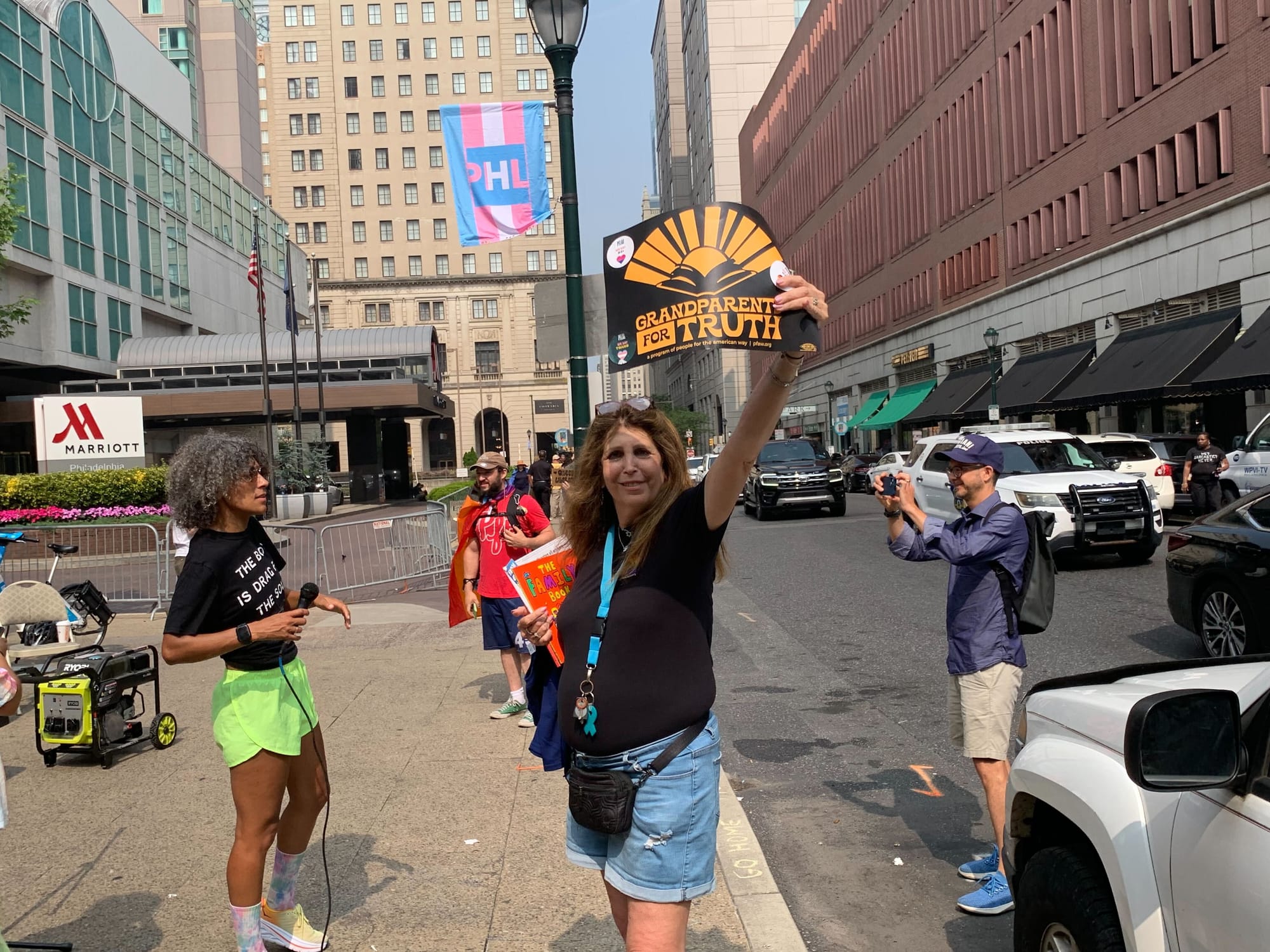 Scenes from the Moms for Liberty summit in Philadelphia, both from protestors outside and the group itself.