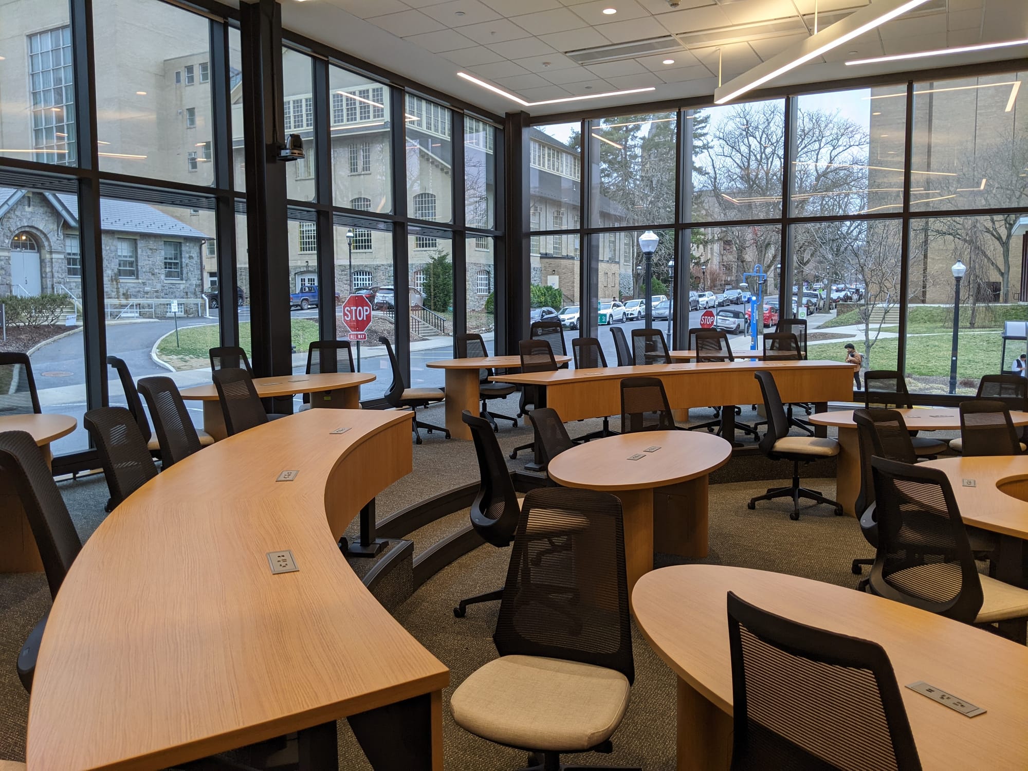 Various forms of classrooms within the new business innovation building