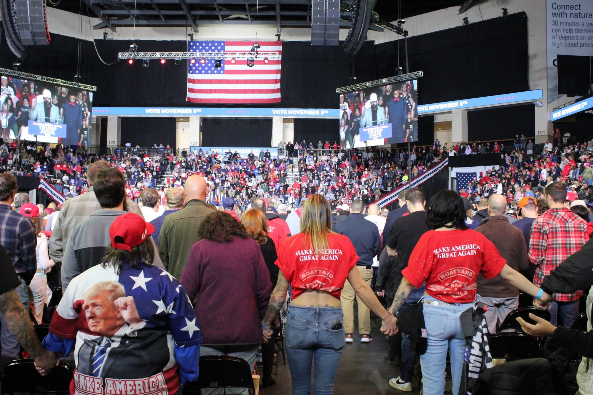 Inside the PPL Center during an invocation by Robert Albino, chair of the Hispanic Republican Coalition of Pennsylvania and a