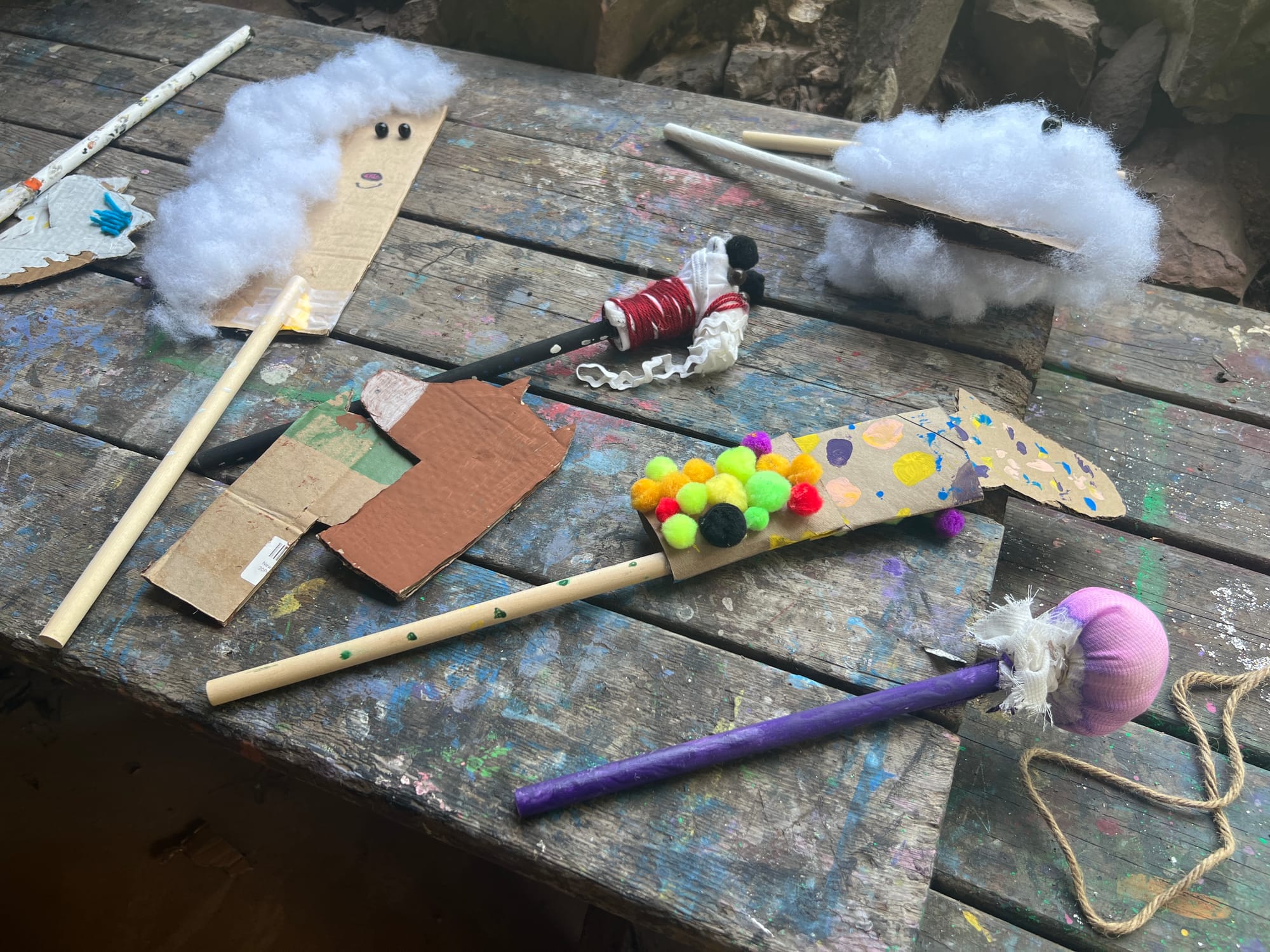 Girls in a riding program made horses as one of their crafts for the week at the art barn.