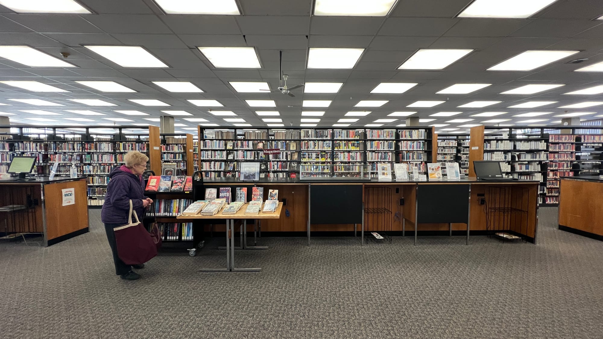 The Bethlehem Area Public Library's main branch houses the front desk, adult books and communal workspaces on the first floor