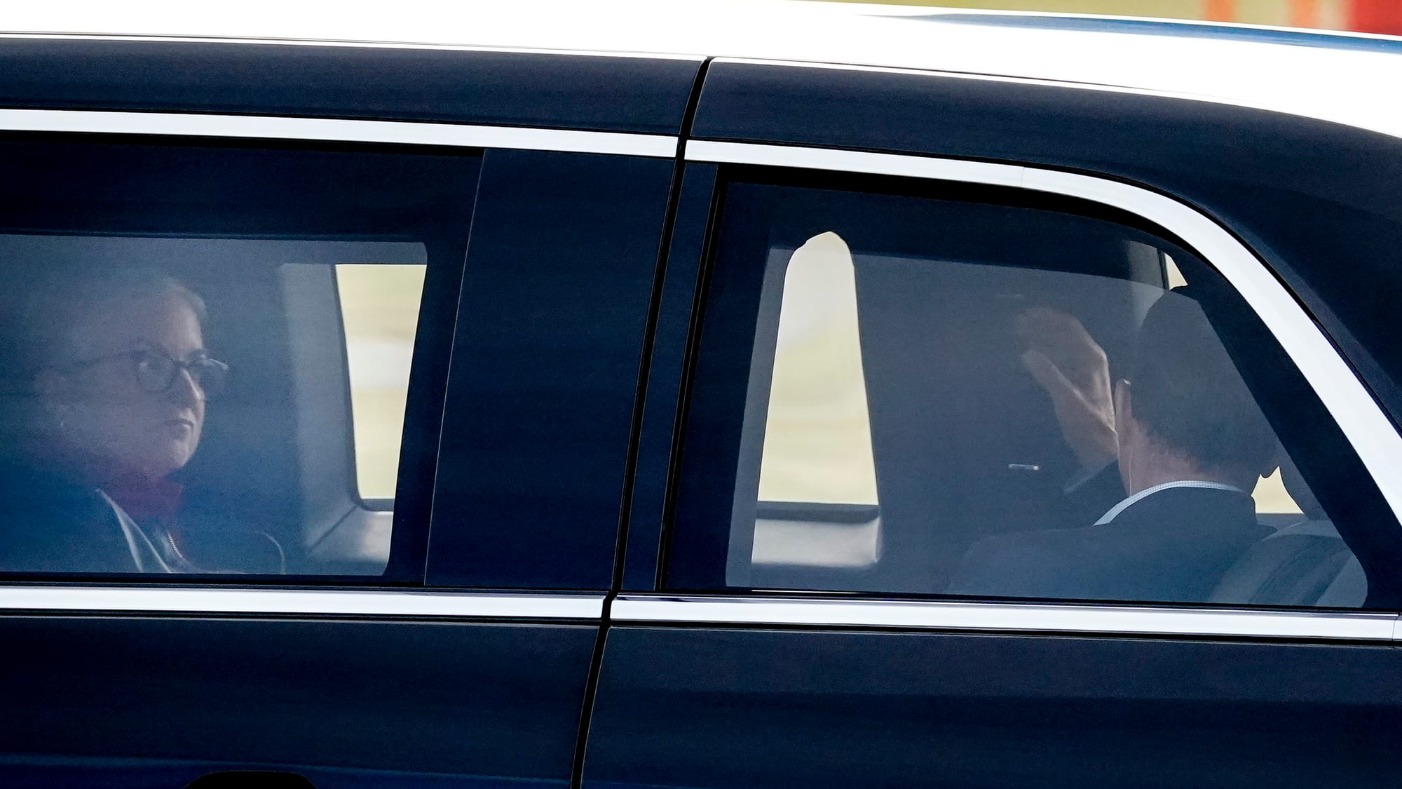 Susan Wild, D-Lehigh Valley, sits in the presidential limousine with President Joe Biden and Pa. Gov. Josh Shapiro. President
