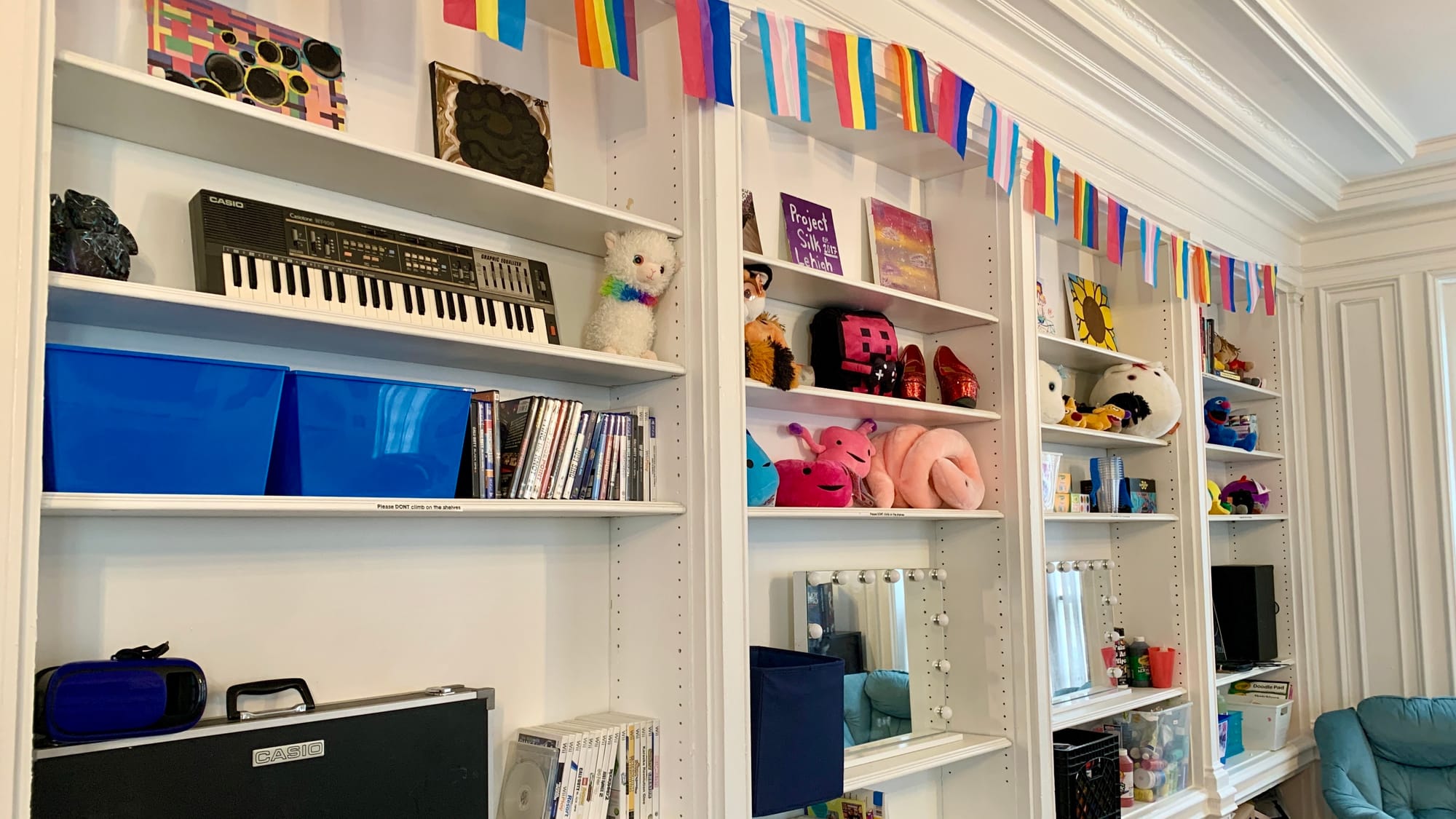 The bookshelf in Silk Lehigh Valley's new location.