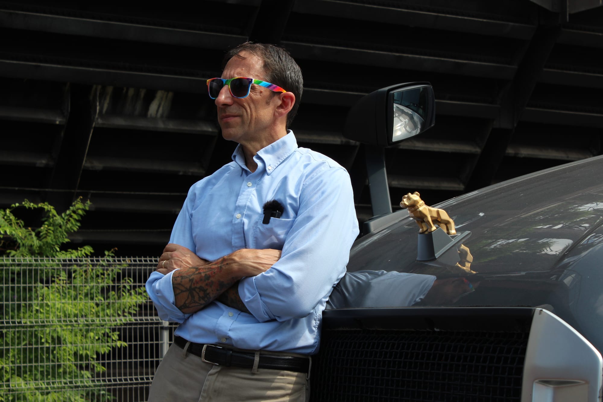 Tuerk chose to film near the Mack Truck display at the SteelStacks, calling it an "Allentown staple"