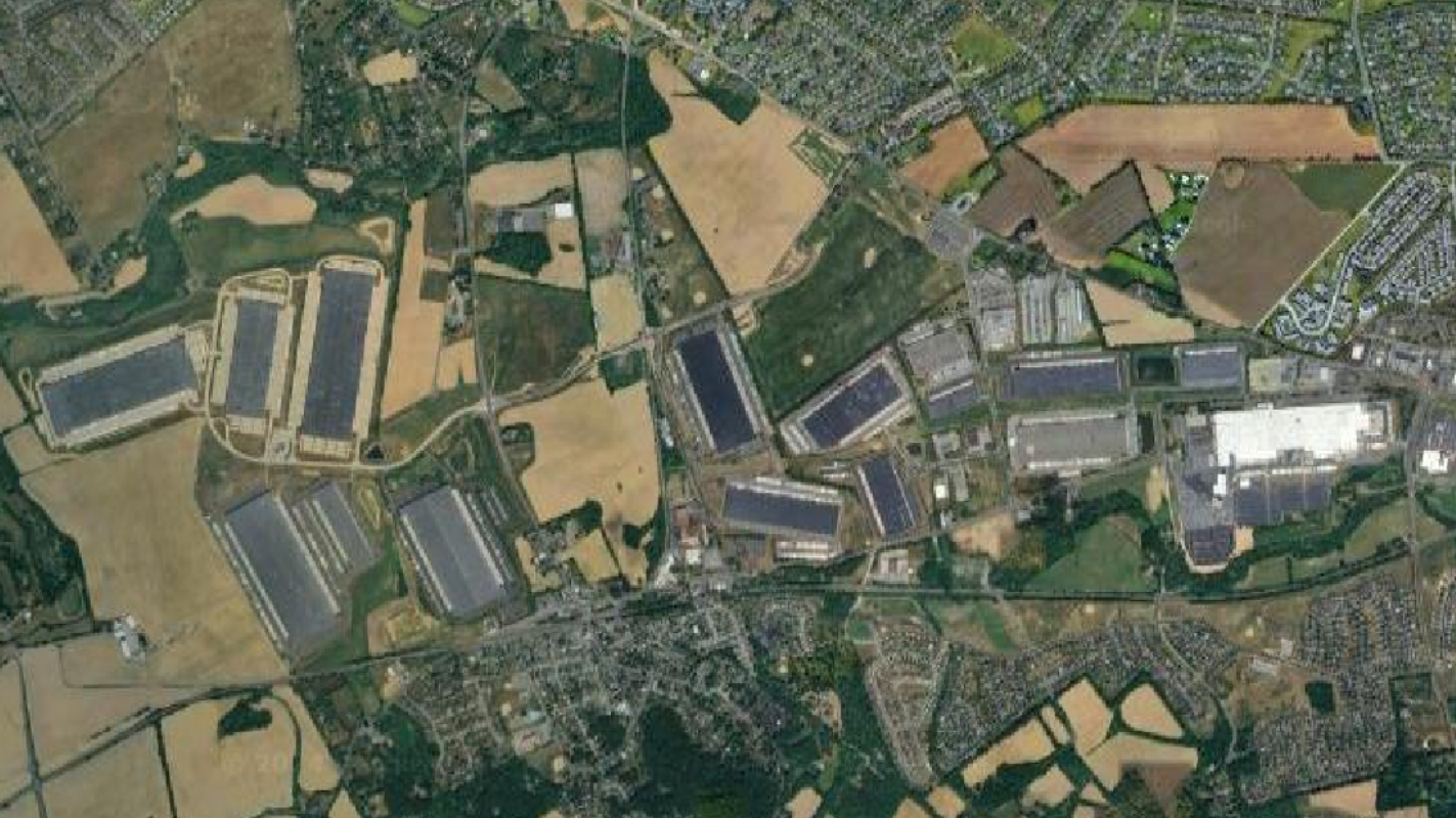 An aerial photo of Alburtis from Google Maps in 2024