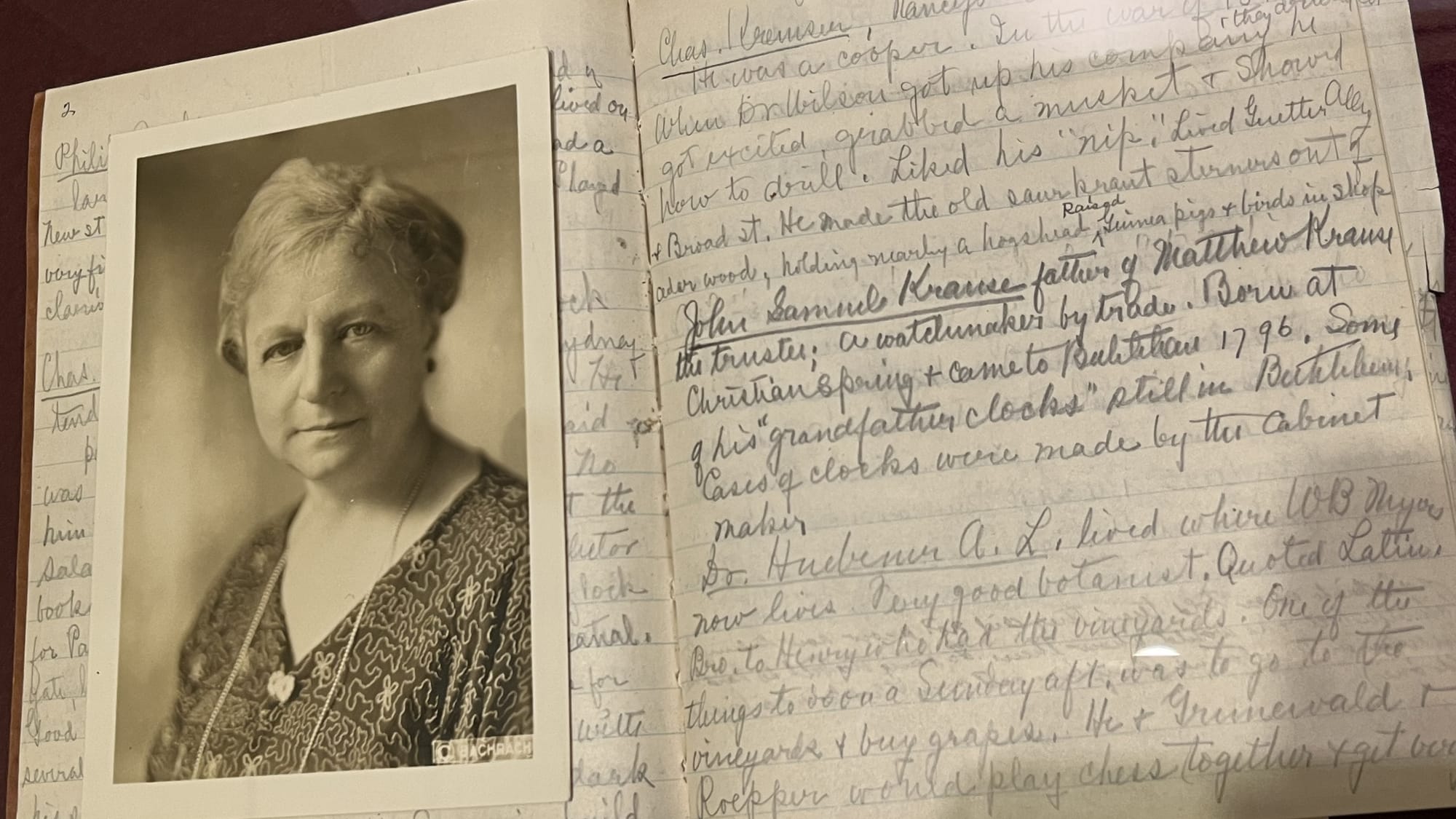 Mrs. Myers notebook is part of the collection displayed on Oct. 12, 2023 at the Moravian Archive in Bethlehem.