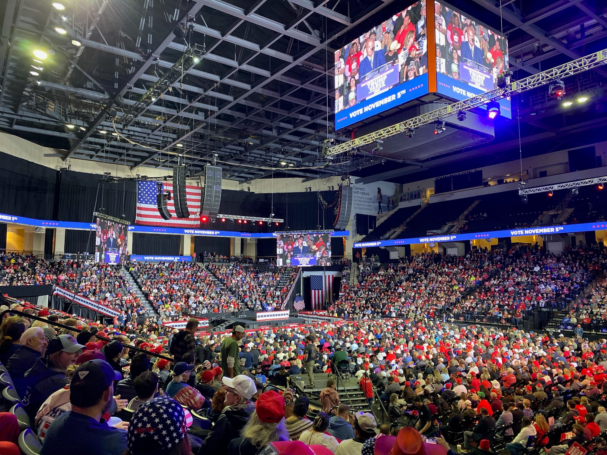 Allentown's PPL Center filled up ahead of former President Donald Trump's rally set to start at 7 p.m. on Oct. 29, 2024.