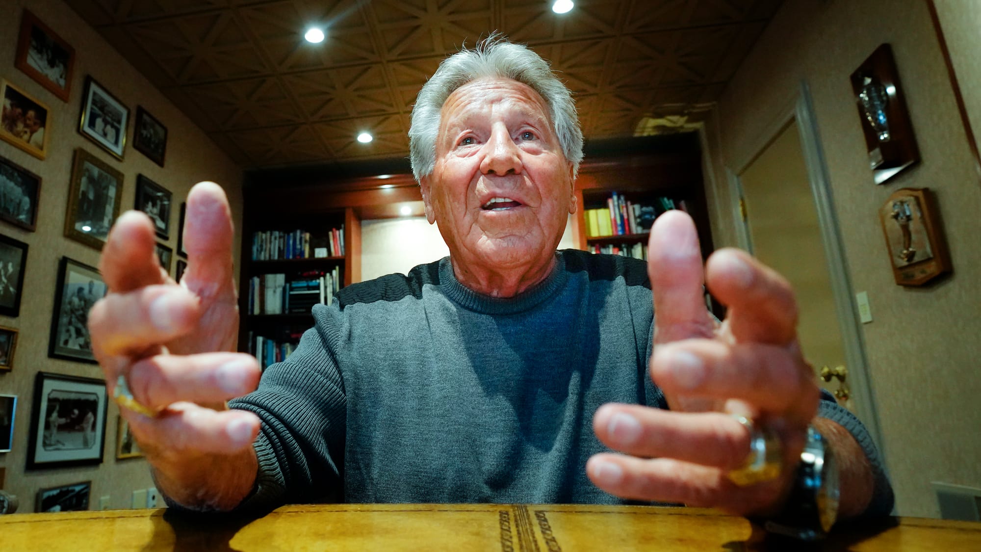 Race driver Mario Andretti answers questions during an interview at his home in Nazareth, Pa. on Wednesday, March 20, 2024. P