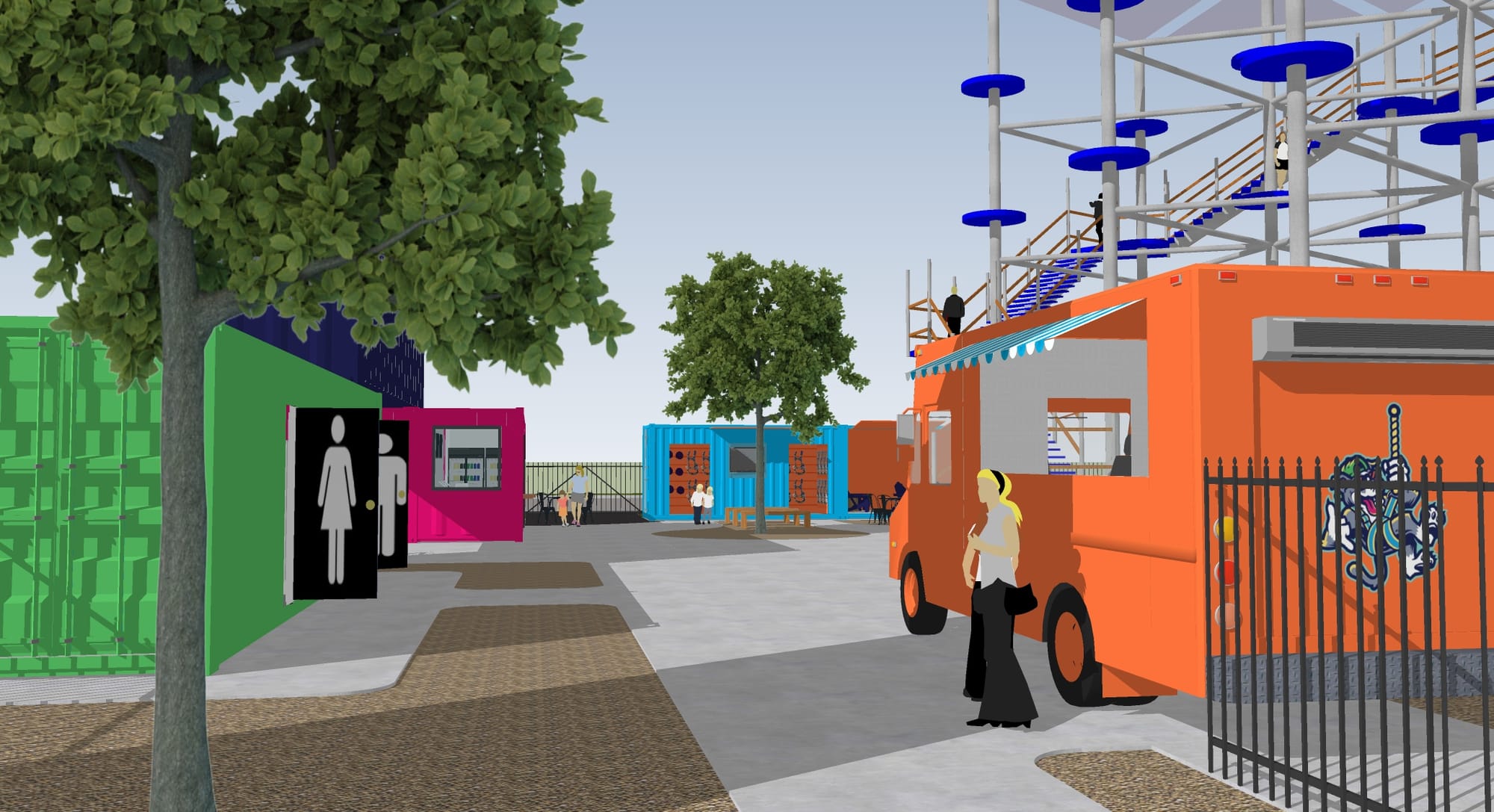 Renderings of the HangDog ropes course coming to the Easton area in 2023.