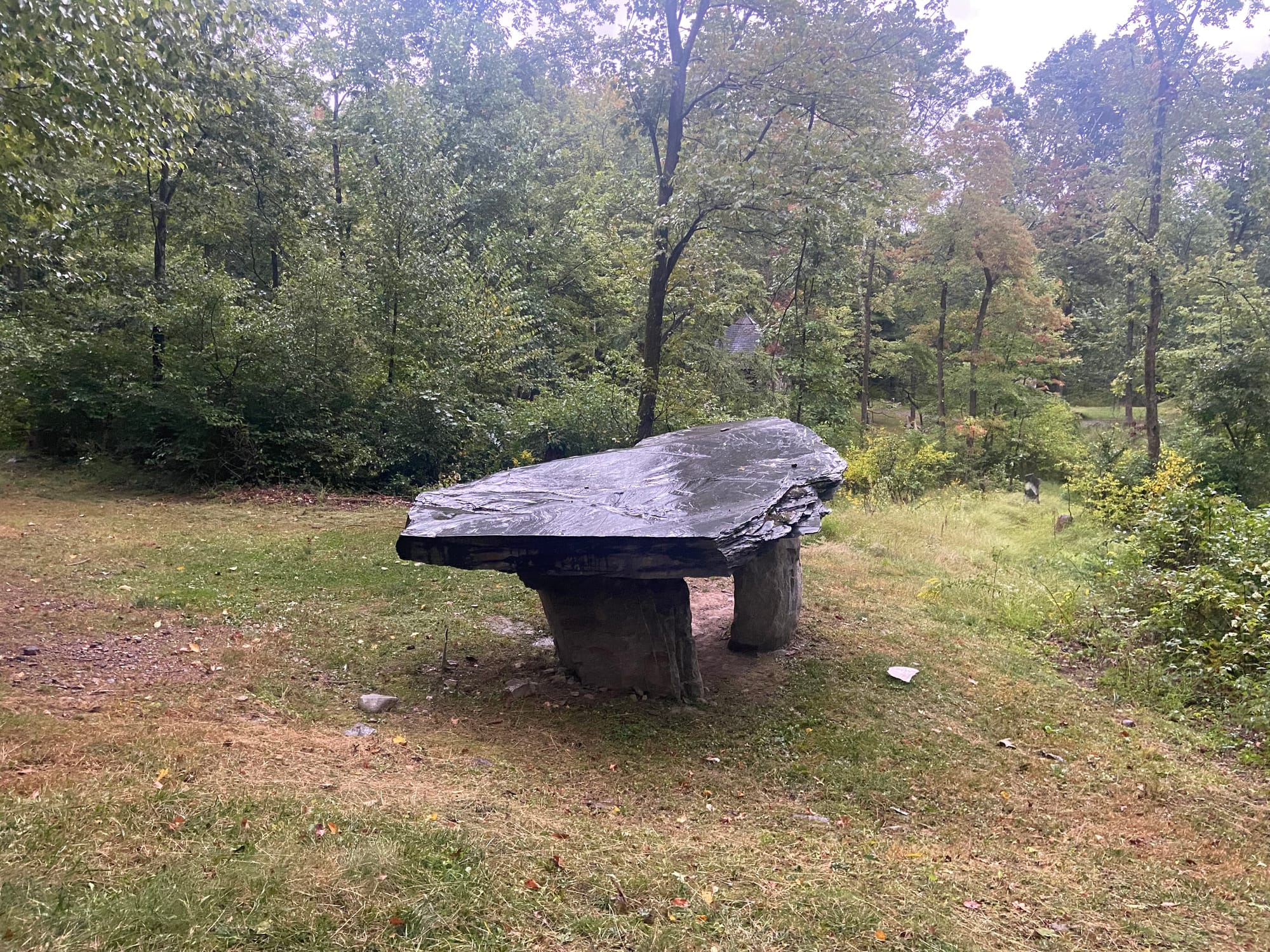A sunrise observance was held Saturday morning at Columcille Megalith Park to mark the Autumnal Equinox. Nestled in the woods