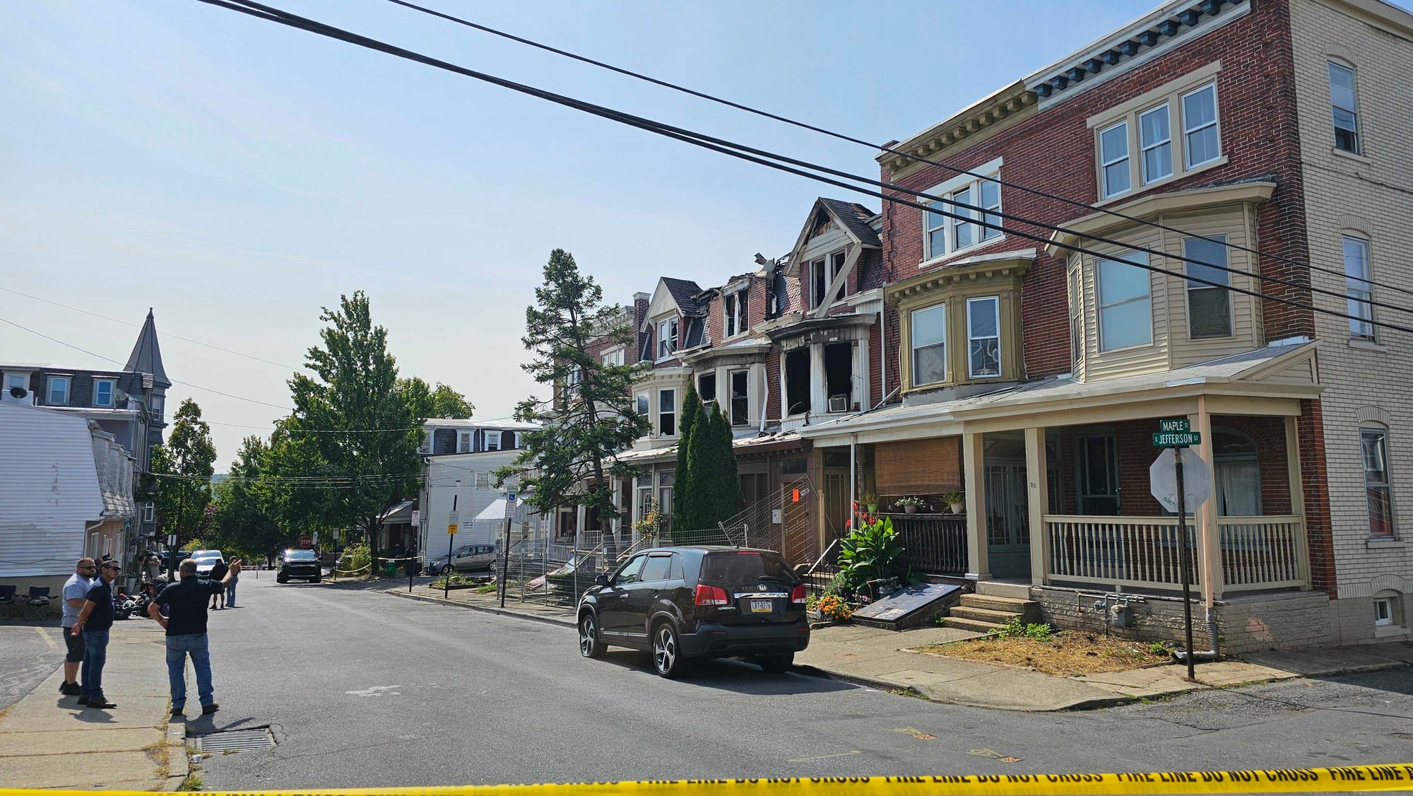 The aftermath of an Allentown row home fire on South Jefferson Street near West Maple Street. The fire broke out early Monday