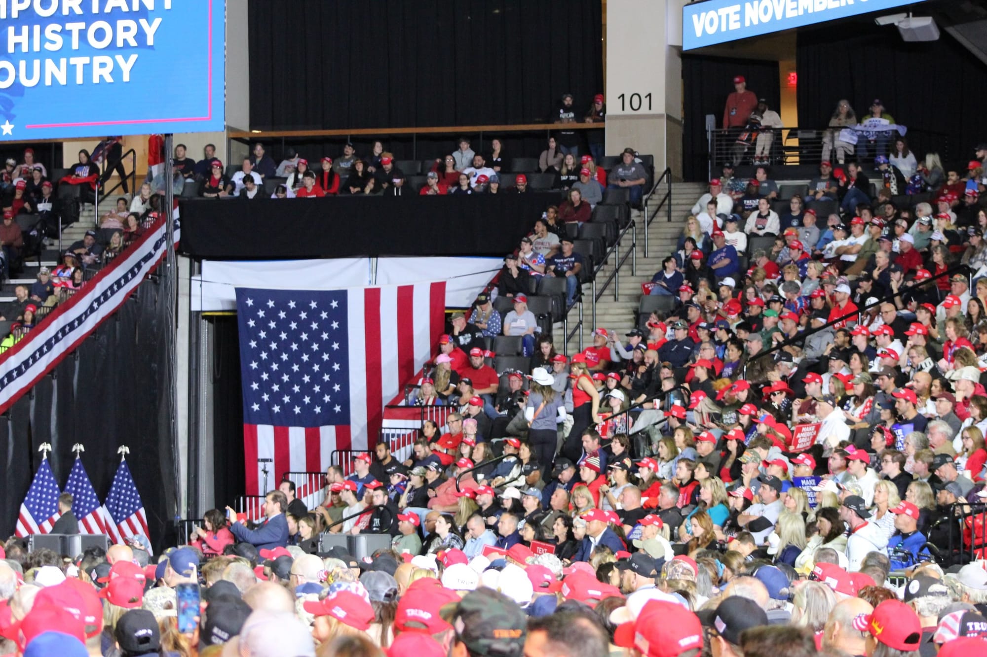 Inside the PPL Center during former President Donald Trump's rally on Tuesday, Oct. 29, 2024.