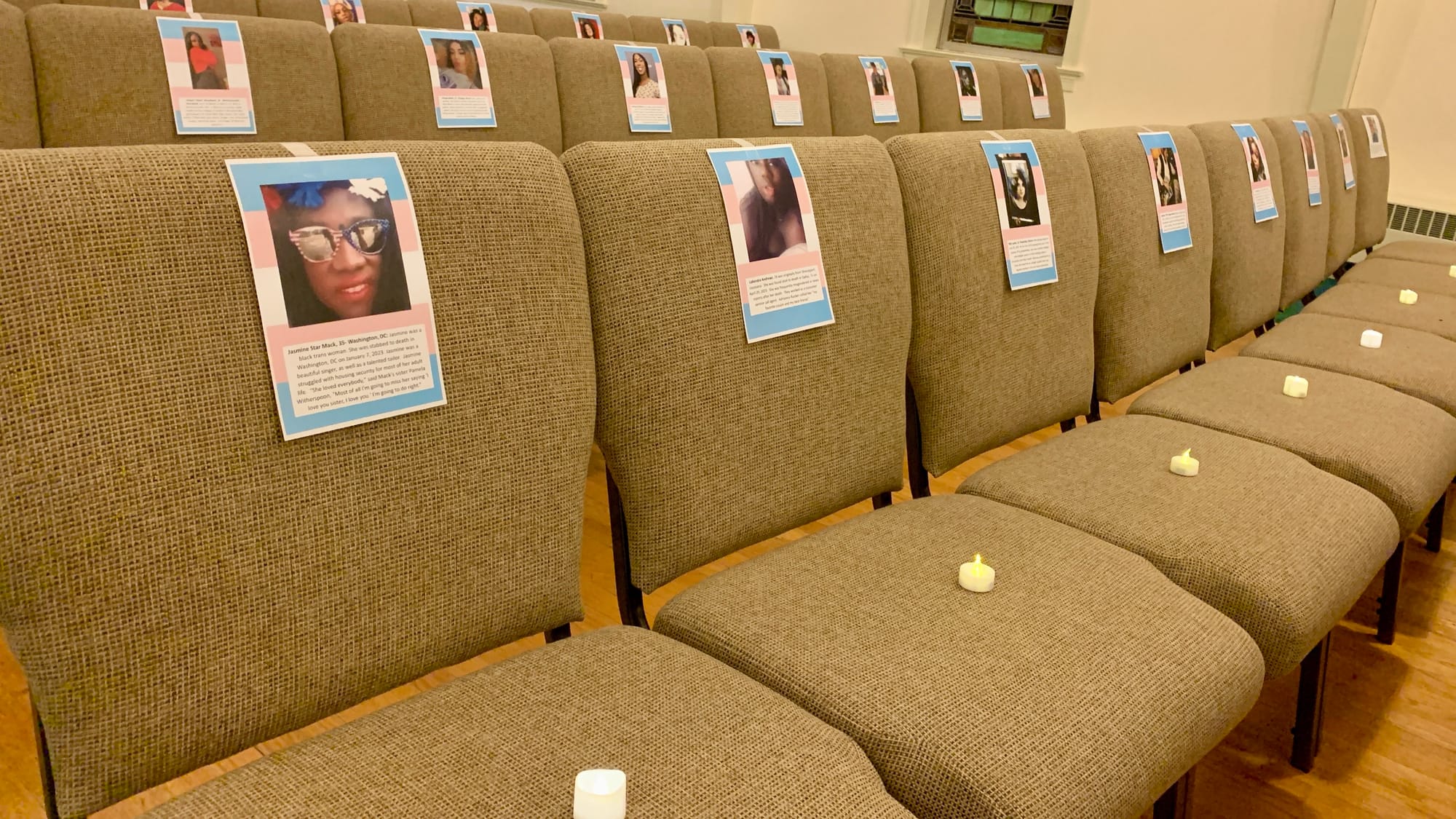 Every honored victim of anti-trans violence was given a seat at the Transgender Day of Remembrance vigil.
