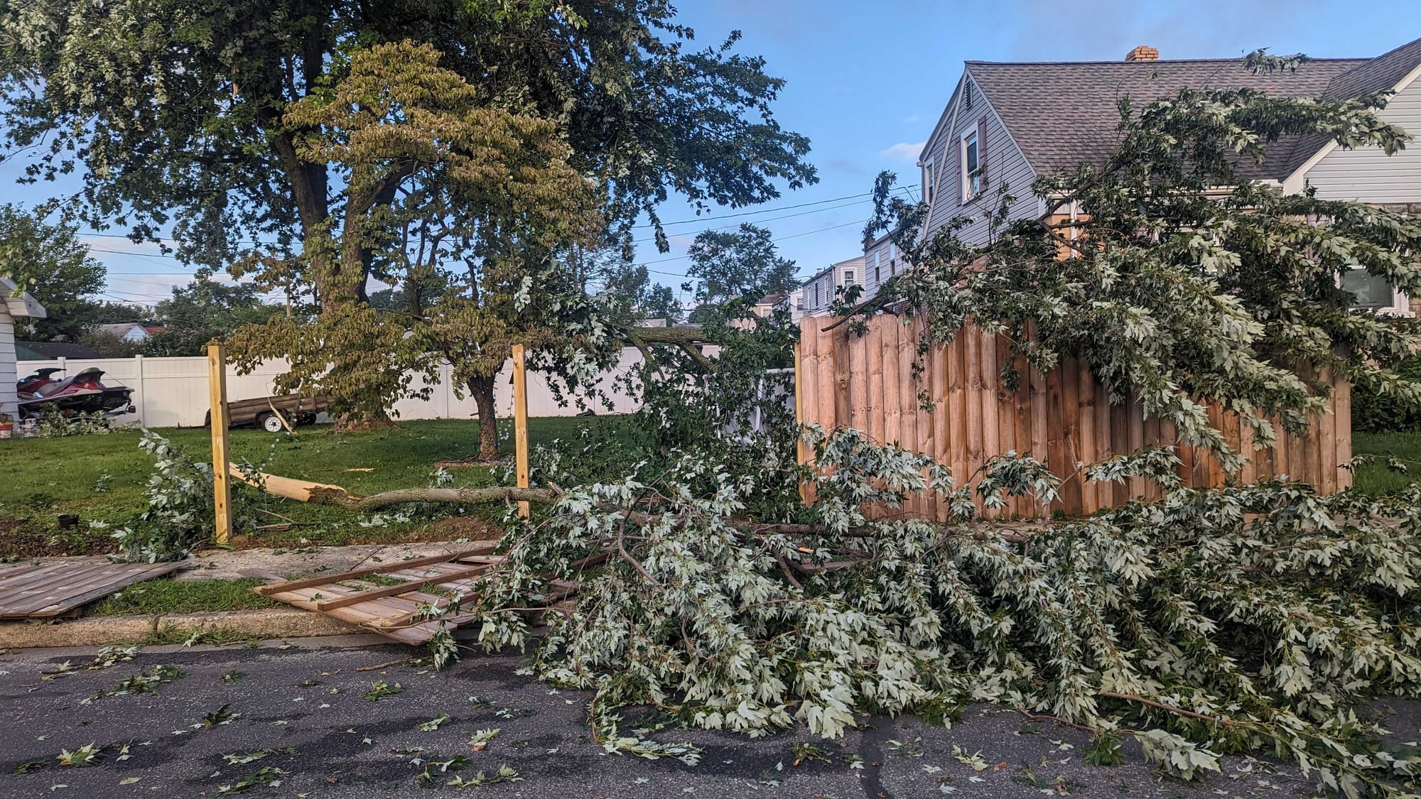 Storm damage at Wahneta and Fairmont streets.