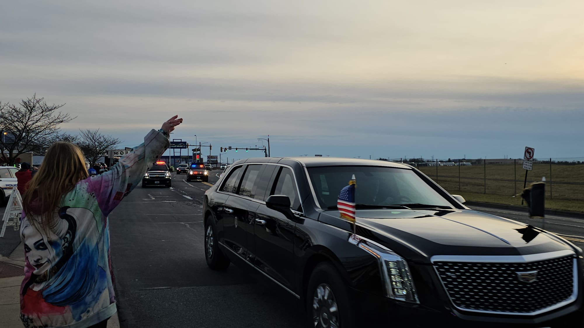 Residents turned out to see President Joe Biden's motorcade as it traveled down Lehigh Street to the Allentown Fire Academy o